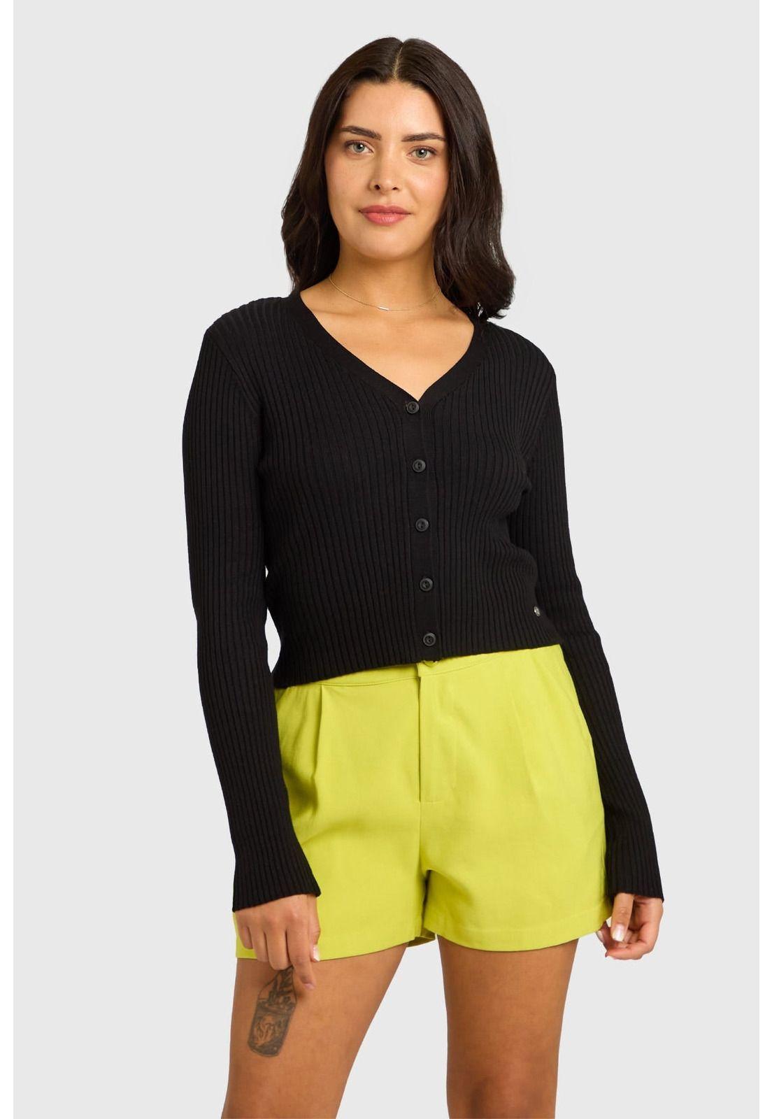 Sweater Mujer Cropped Negro-0