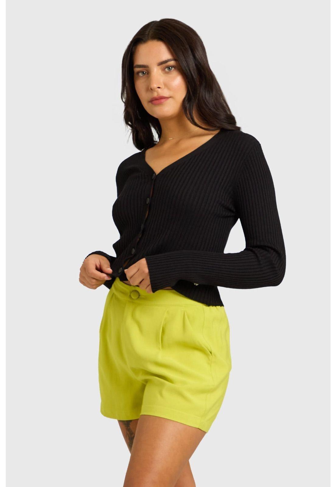Sweater Mujer Cropped Negro-1