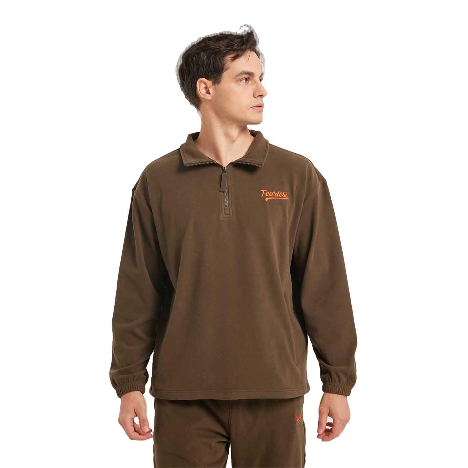 Polerón Hombre Medio Zipper Verde Militar-0