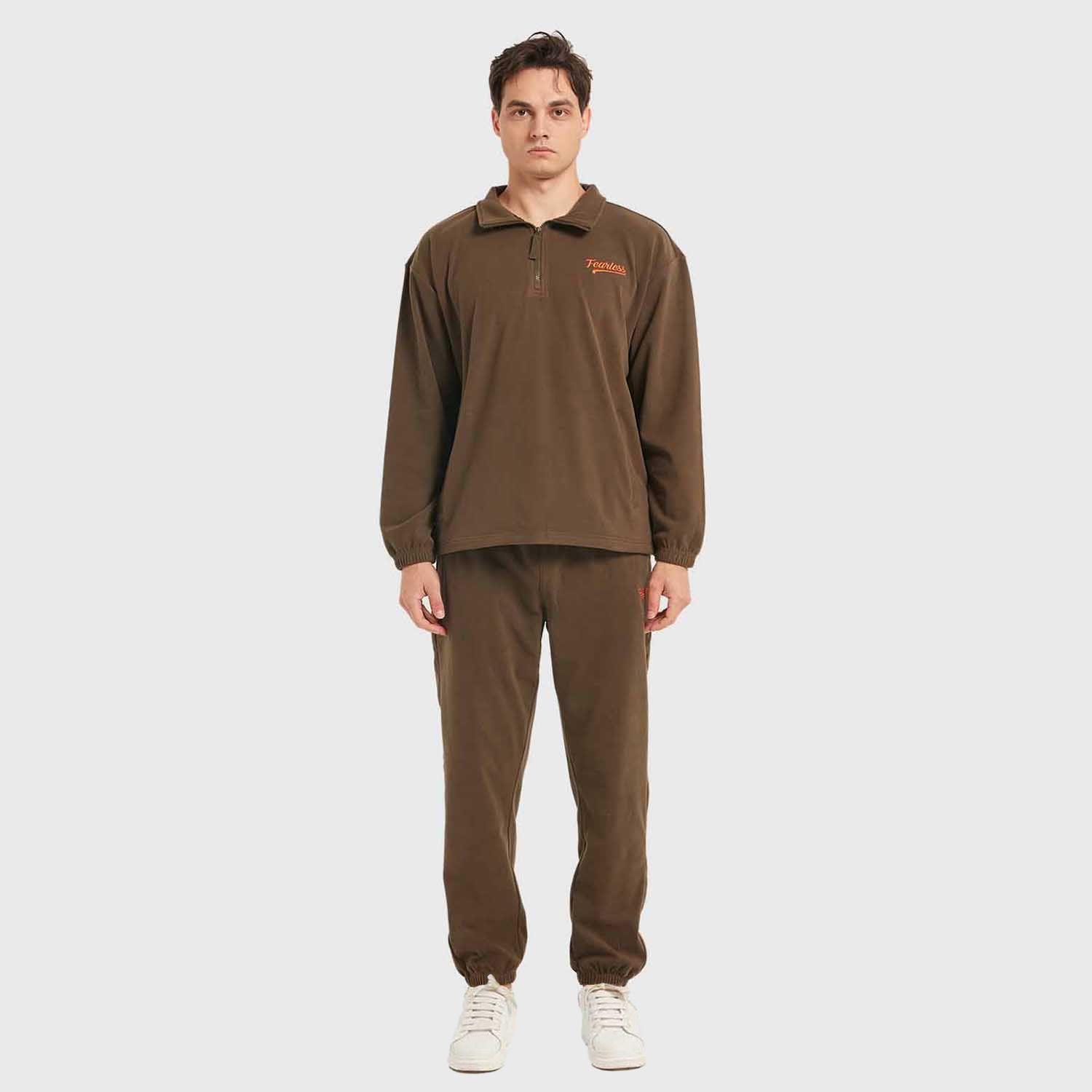 Polerón Hombre Medio Zipper Verde Militar-3