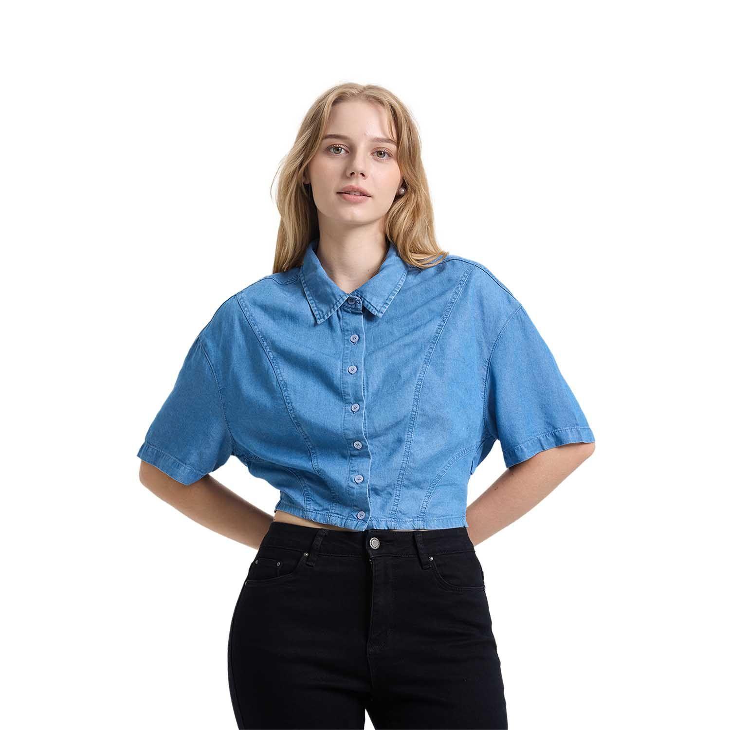 Blusa Mujer Ajuste Cintura Azul Fashion's Park-0