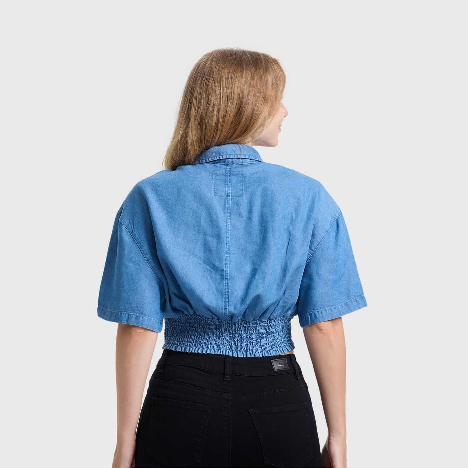 Blusa Mujer Ajuste Cintura Azul Fashion's Park-2