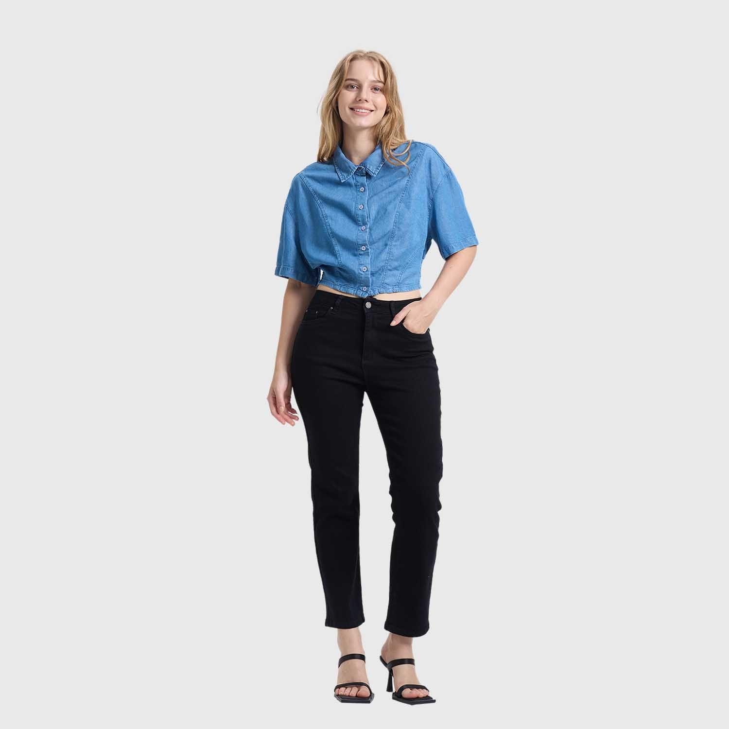 Blusa Mujer Ajuste Cintura Azul Fashion's Park-3