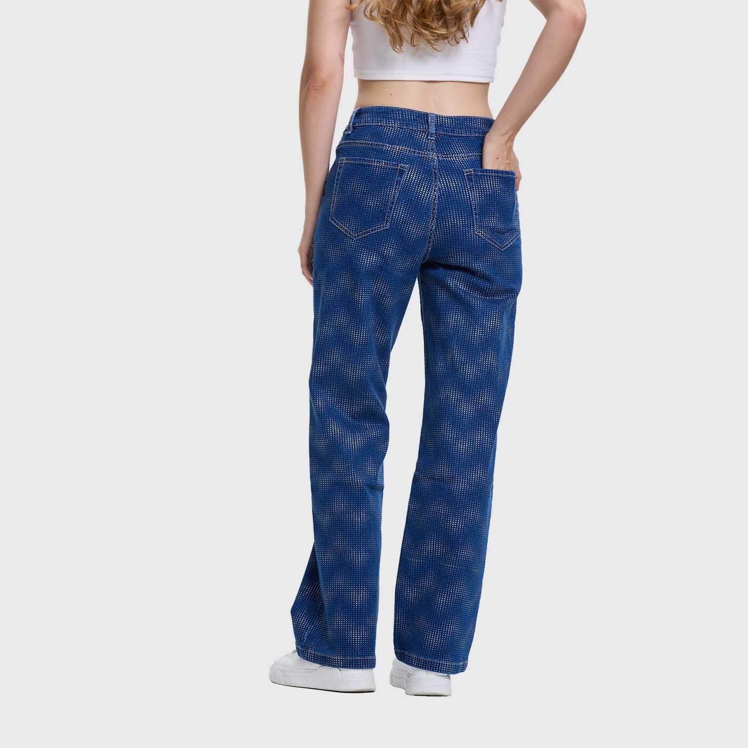 Jeans Mujer Recto  Azul Fashions Park-2