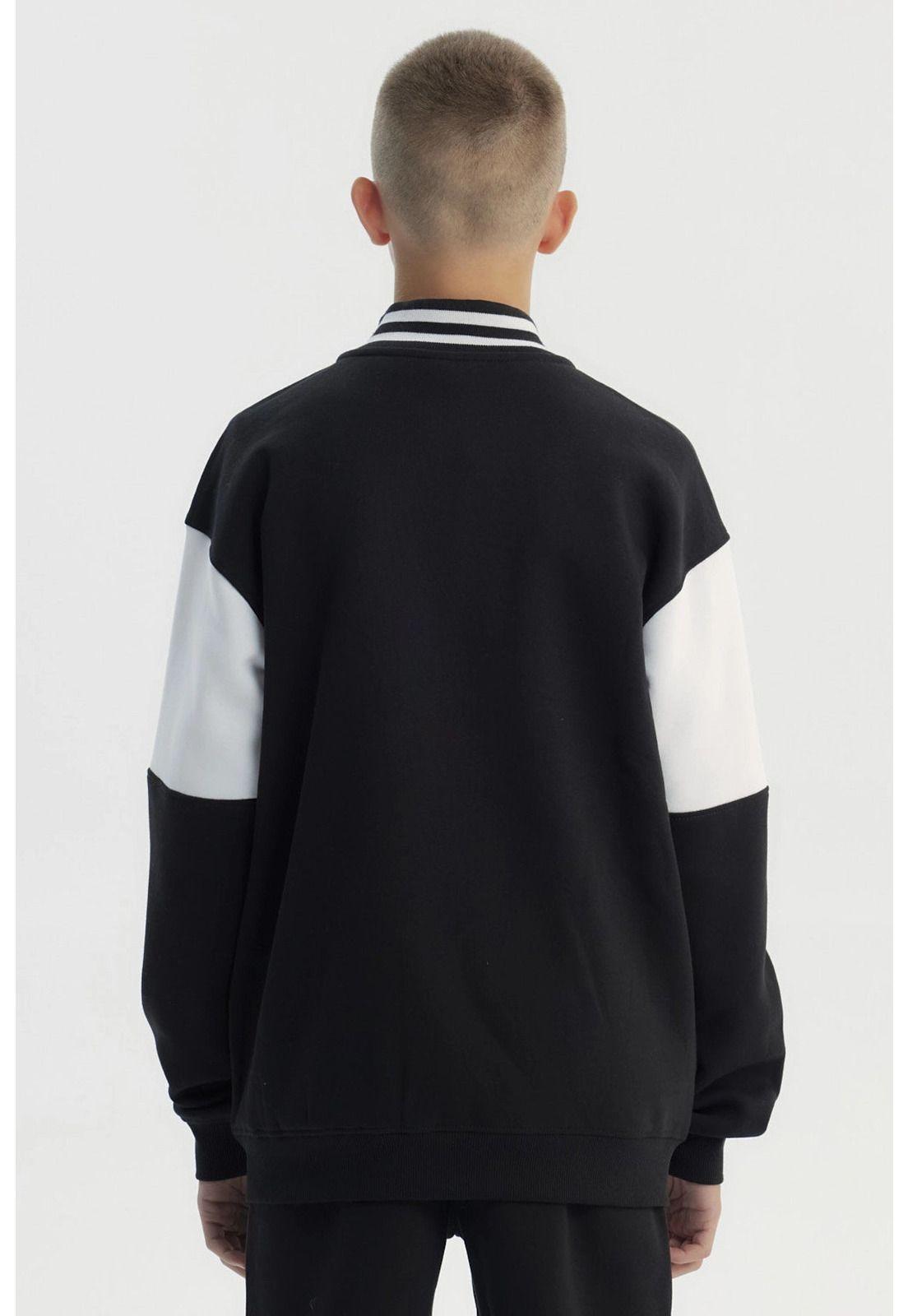 Polerón Niño Cuello Con Cierre Negro-2