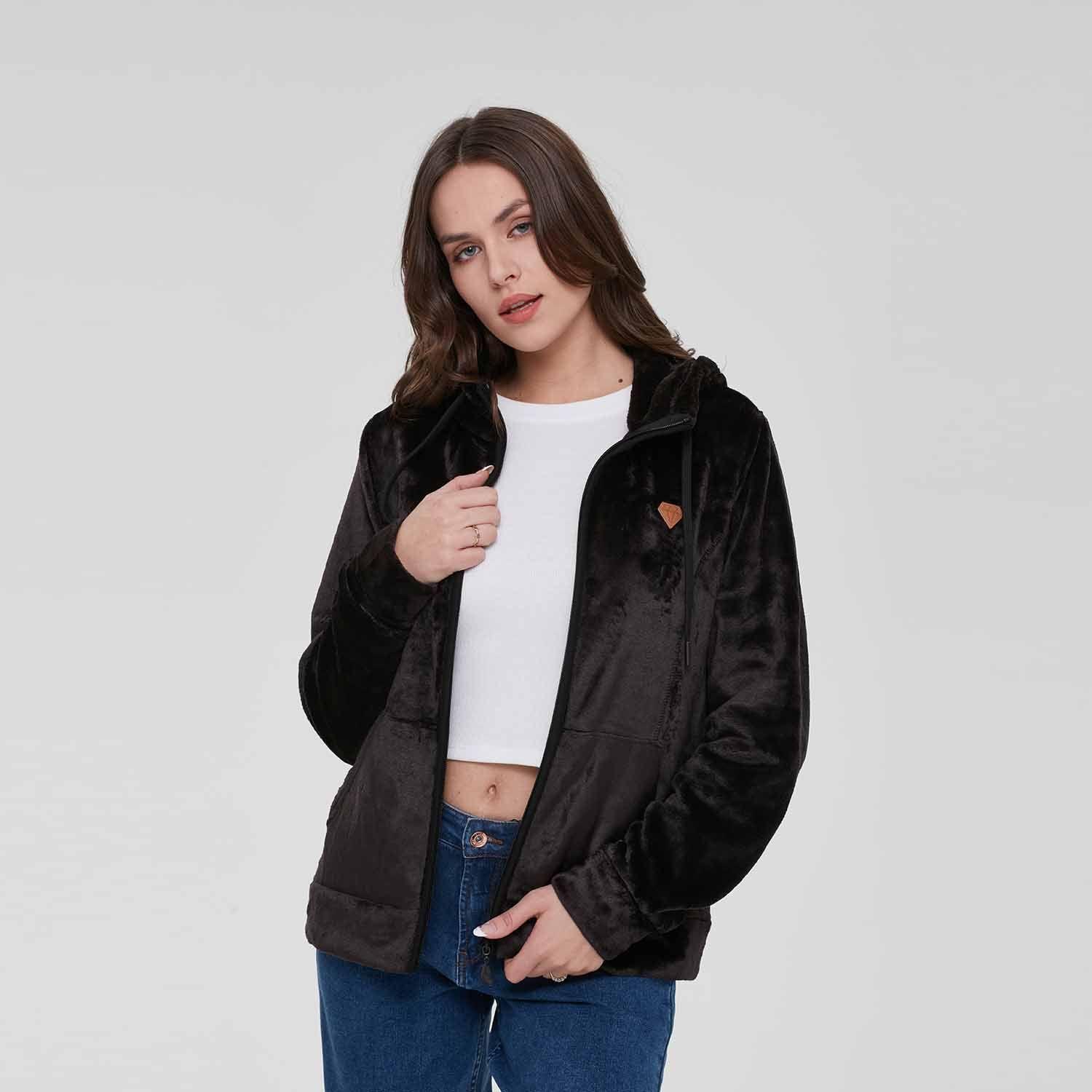 Polar Mujer Básico Full Zipper Negro-1