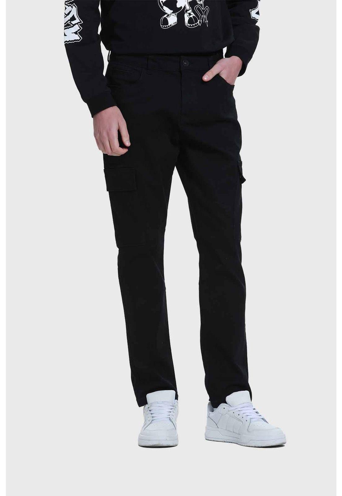 Jeans Hombre Slim Cargo Negro-0