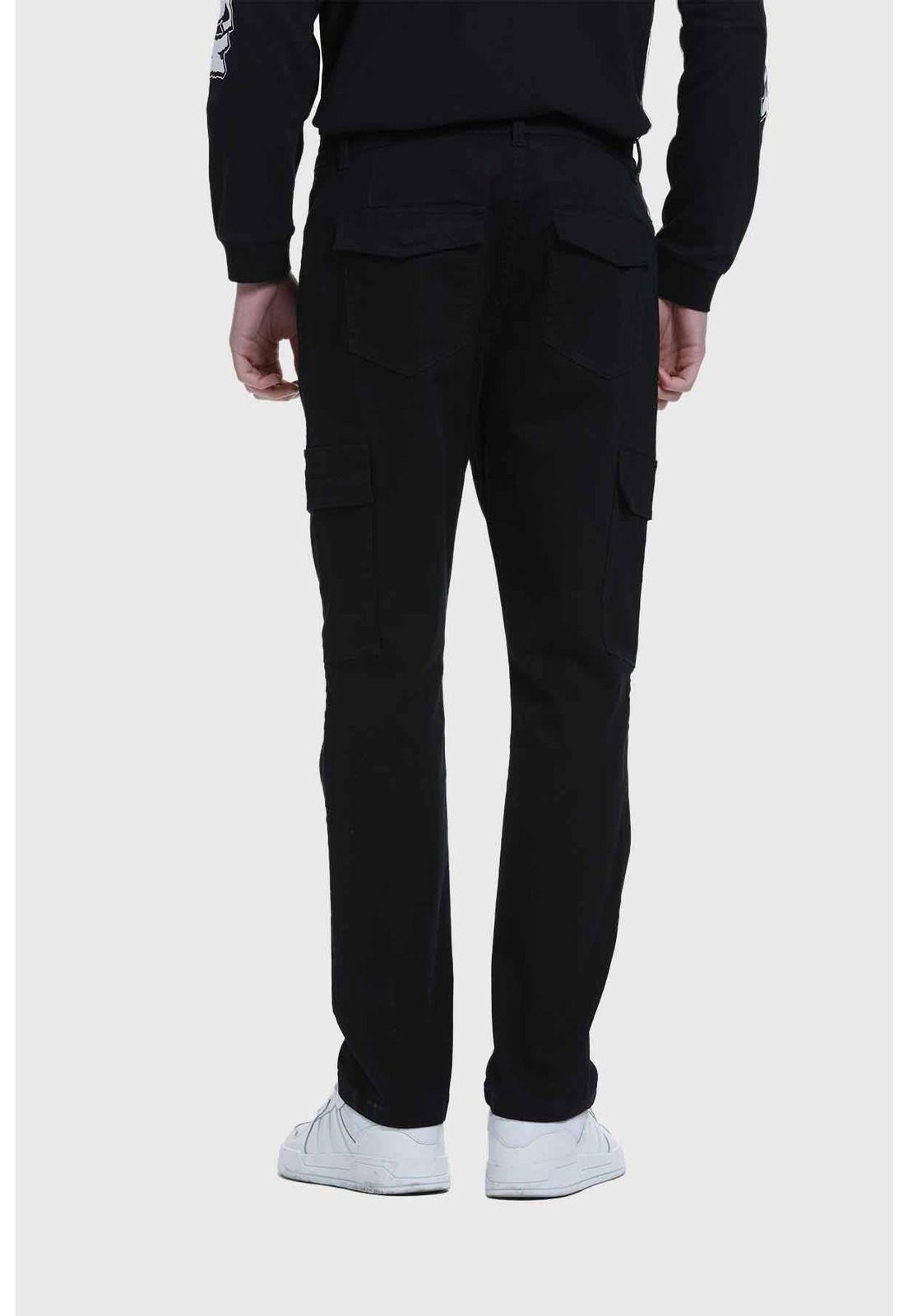 Jeans Hombre Slim Cargo Negro-2