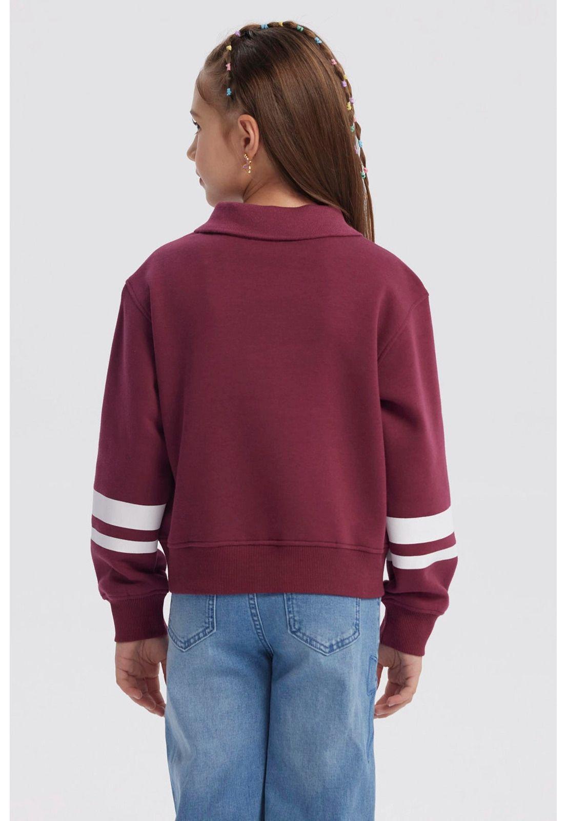 Polerón Niña Slim Cuello Camisero Burdeo-2