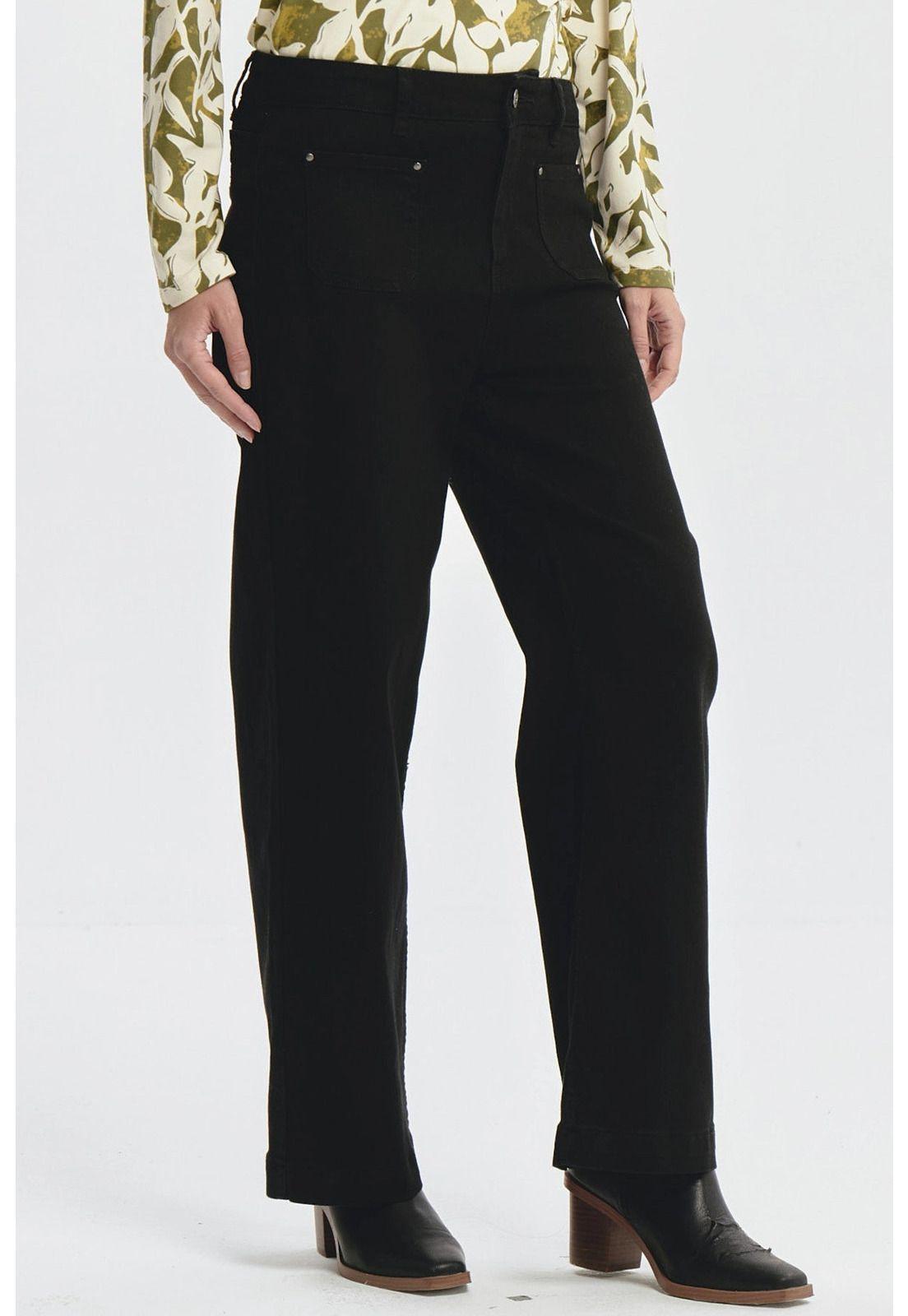 Jeans Mujer Clásico Calce Recto Negro - ll-2