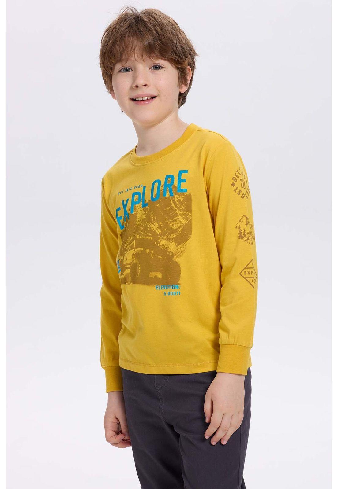 Polera Niño Con Folia Mostaza-1