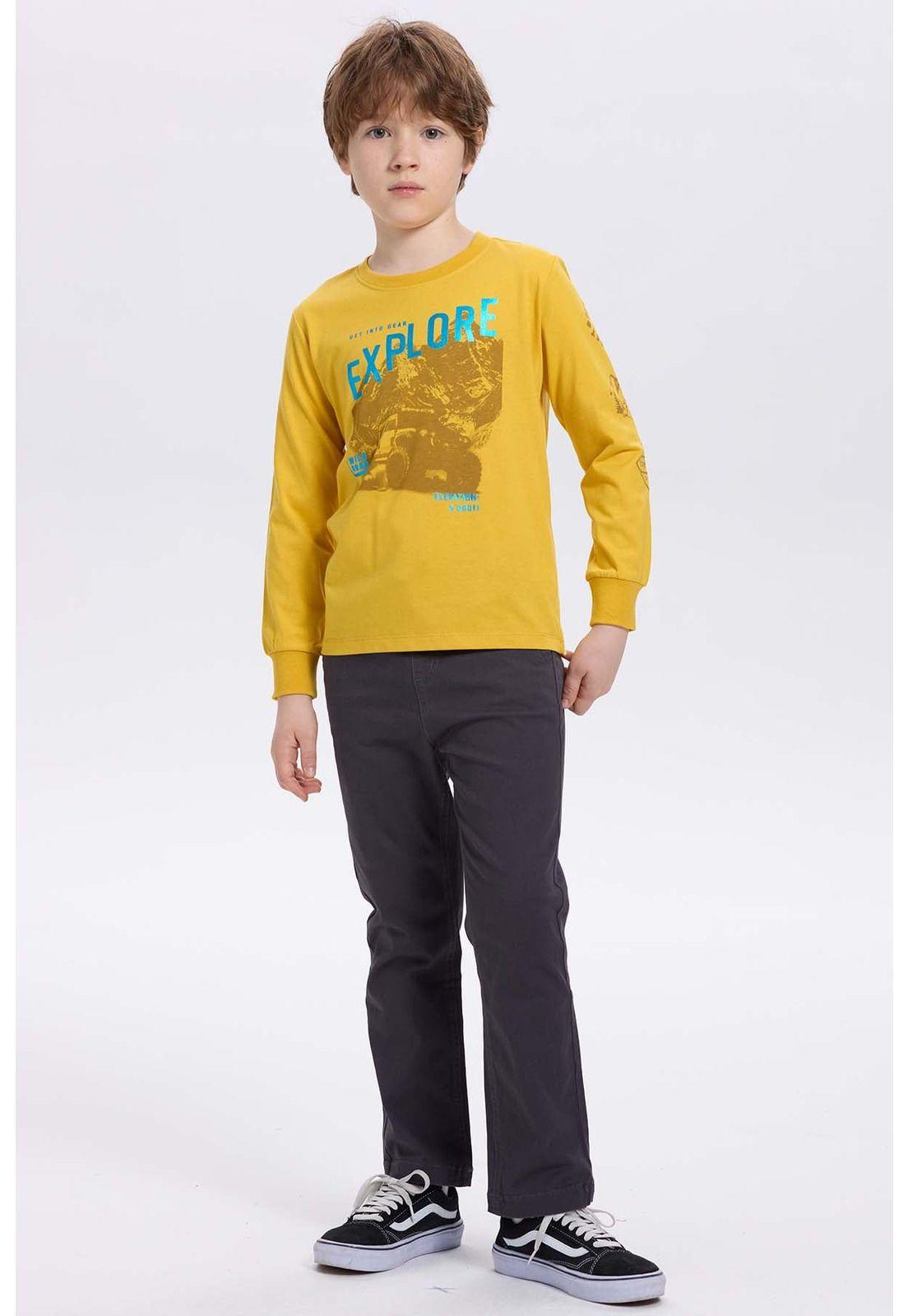 Polera Niño Con Folia Mostaza-3