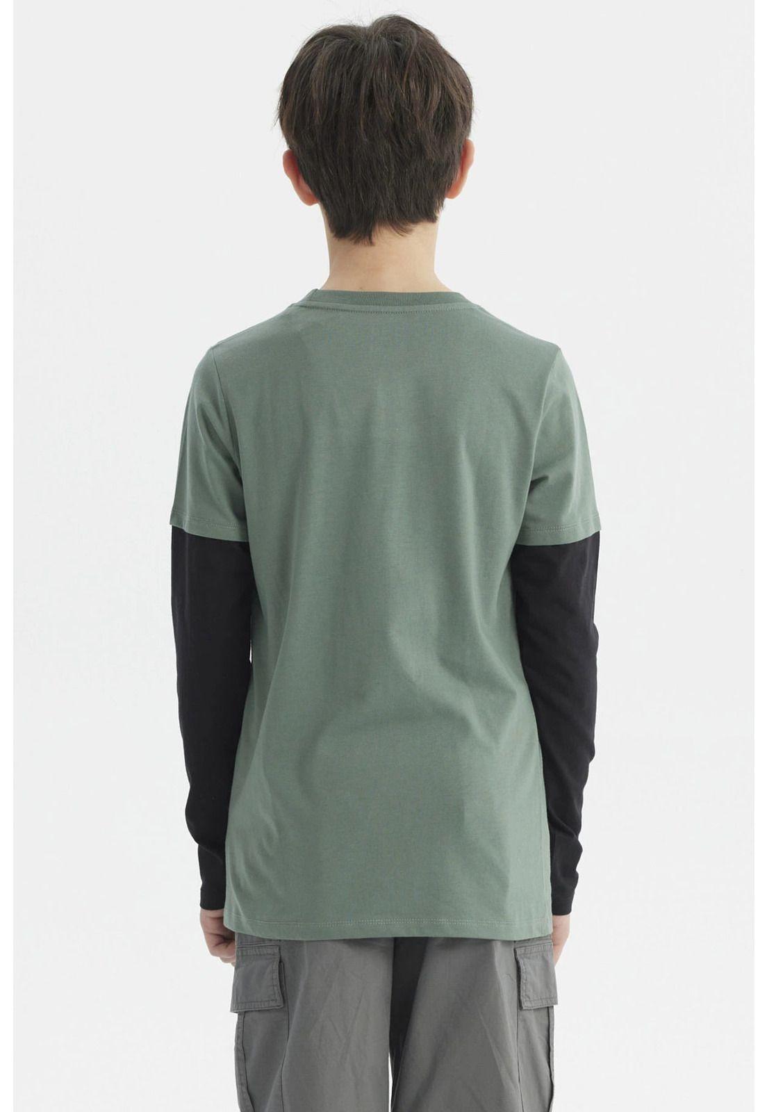 Polera Niño Básica Print Verde Oscuro-2