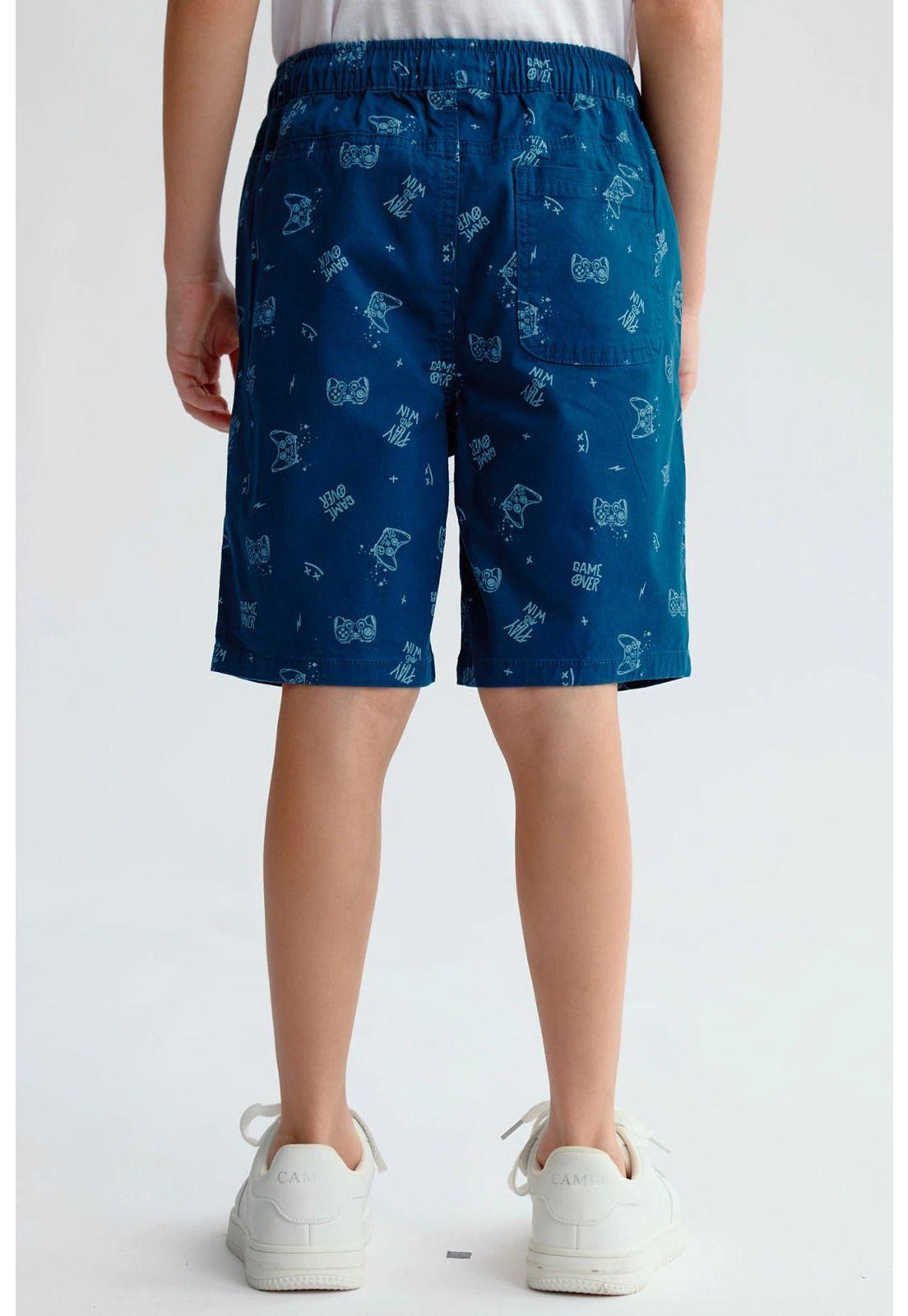 Bermuda Niño Gabardina Básica Petróleo-2