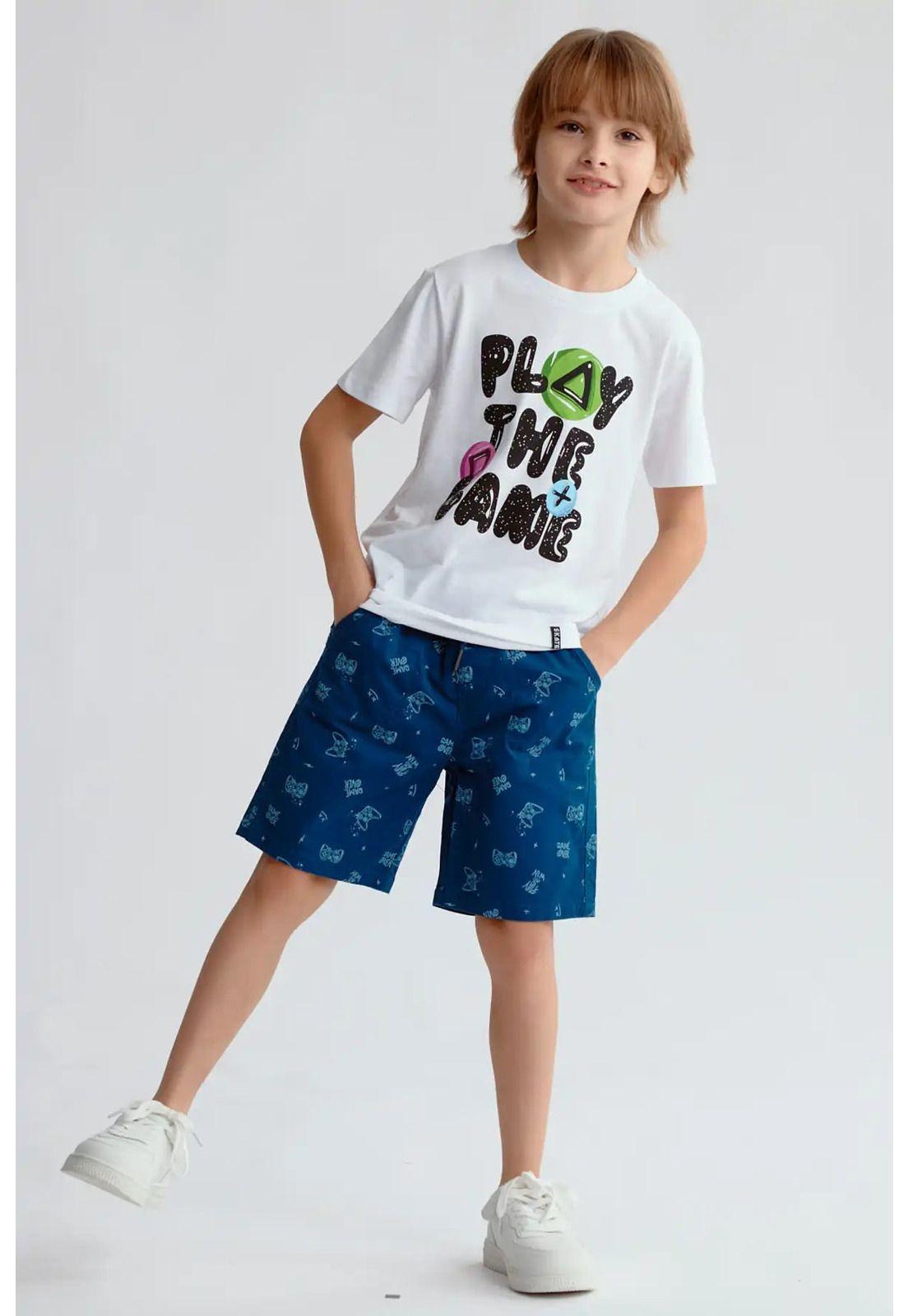 Bermuda Niño Gabardina Básica Petróleo-3