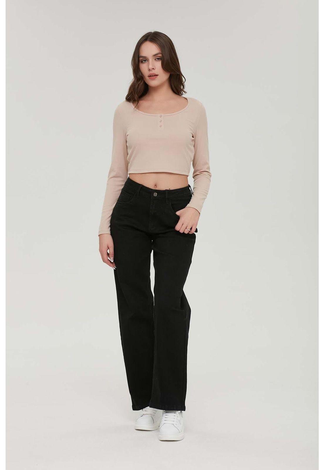 Polera Mujer Top Botones Beige-3