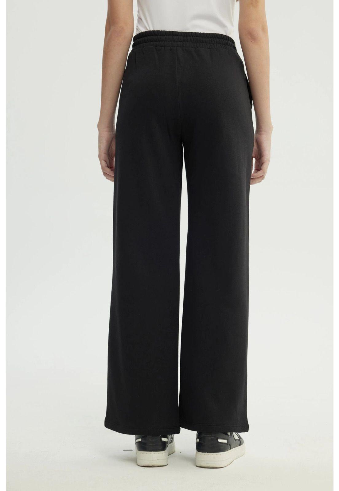 Pantalón Buzo Mujer Wide Leg Negro - Vll-2
