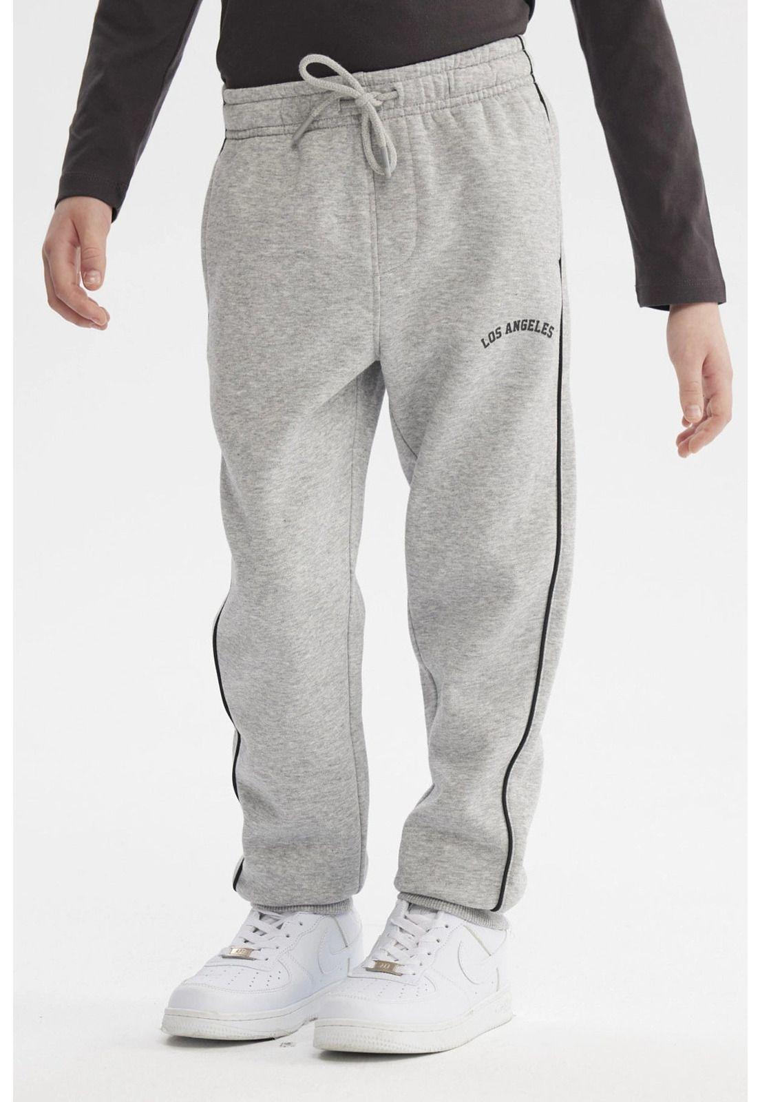 Pantalón Buzo Niño Pitillo Gris Melange-1