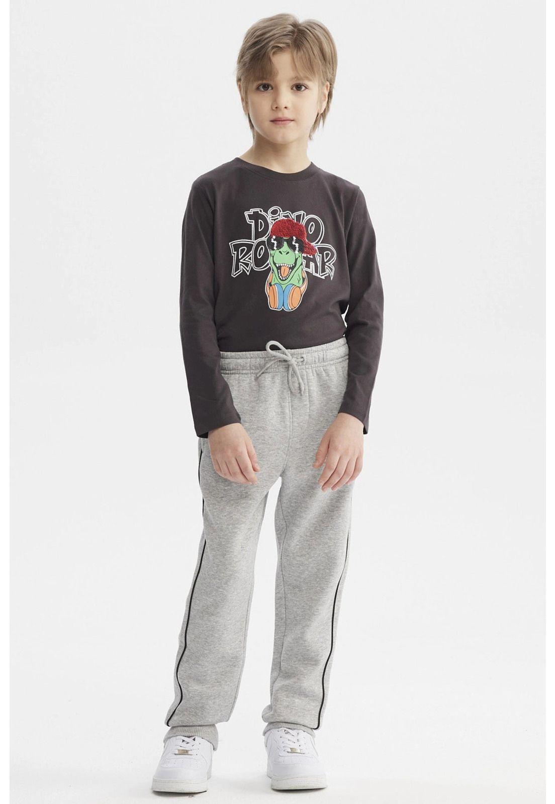 Pantalón Buzo Niño Pitillo Gris Melange-3