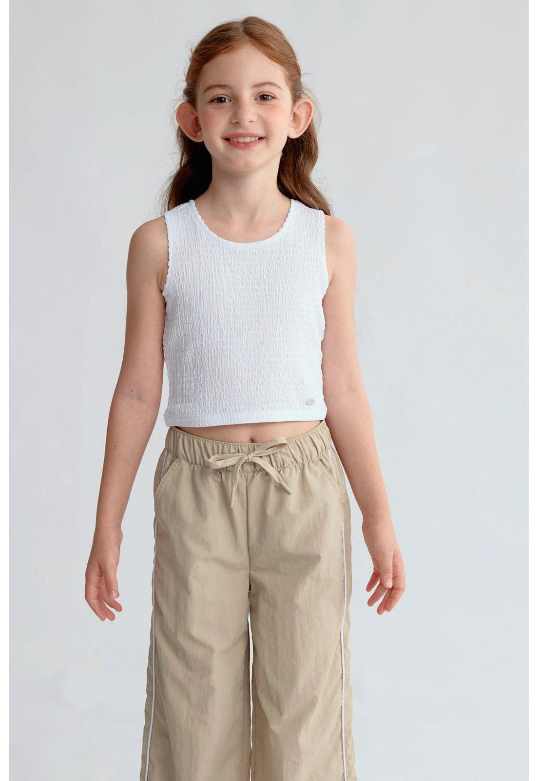 Polera Niña Textura Tipo Peto Blanco-0