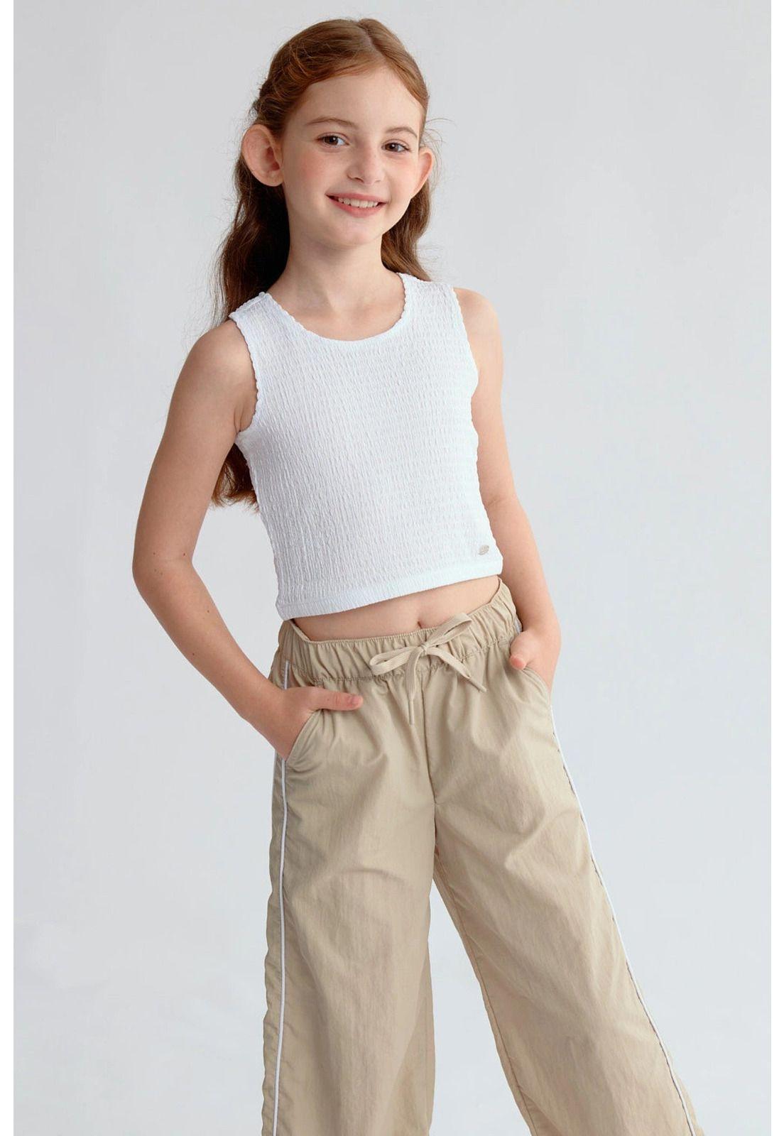 Polera Niña Textura Tipo Peto Blanco-1