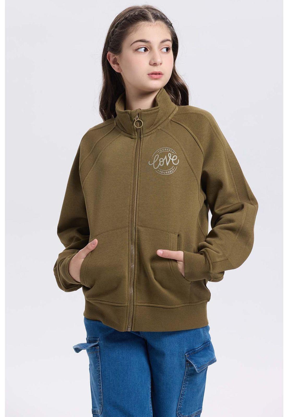 Polerón Niña Medio Cierre Verde-0