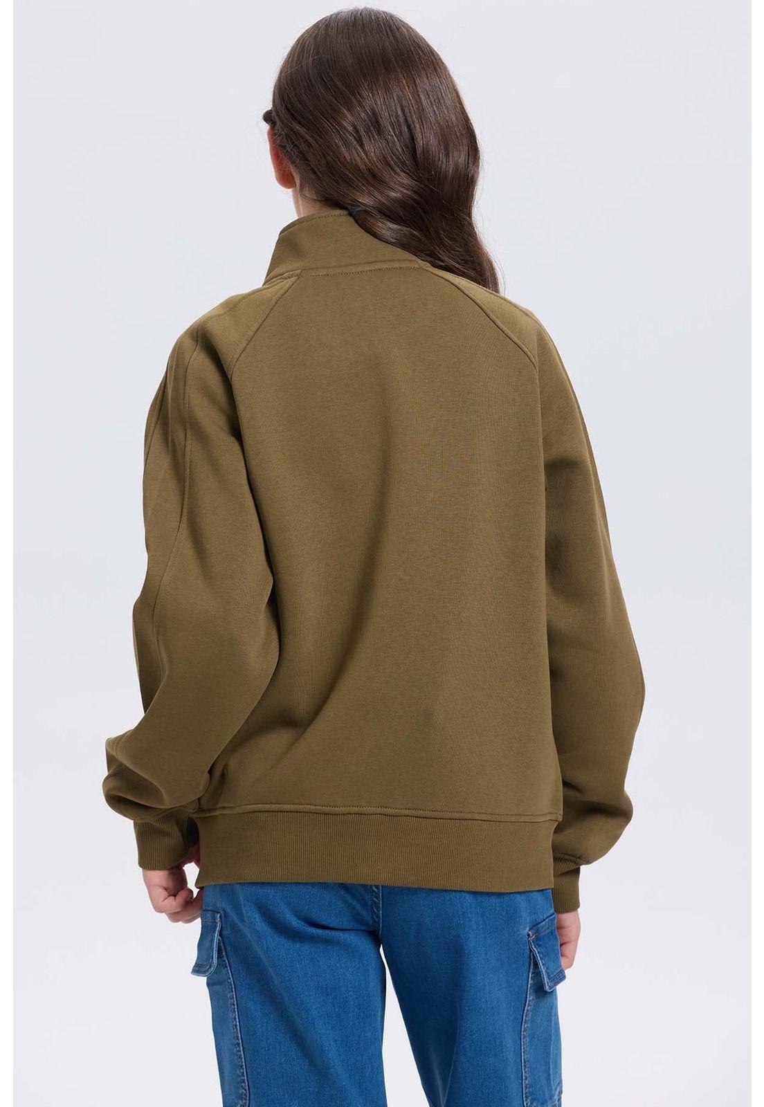 Polerón Niña Medio Cierre Verde-2