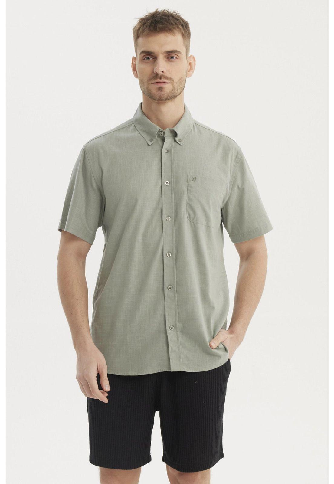 Camisa Hombre Cuello Camisero Verde Claro-0