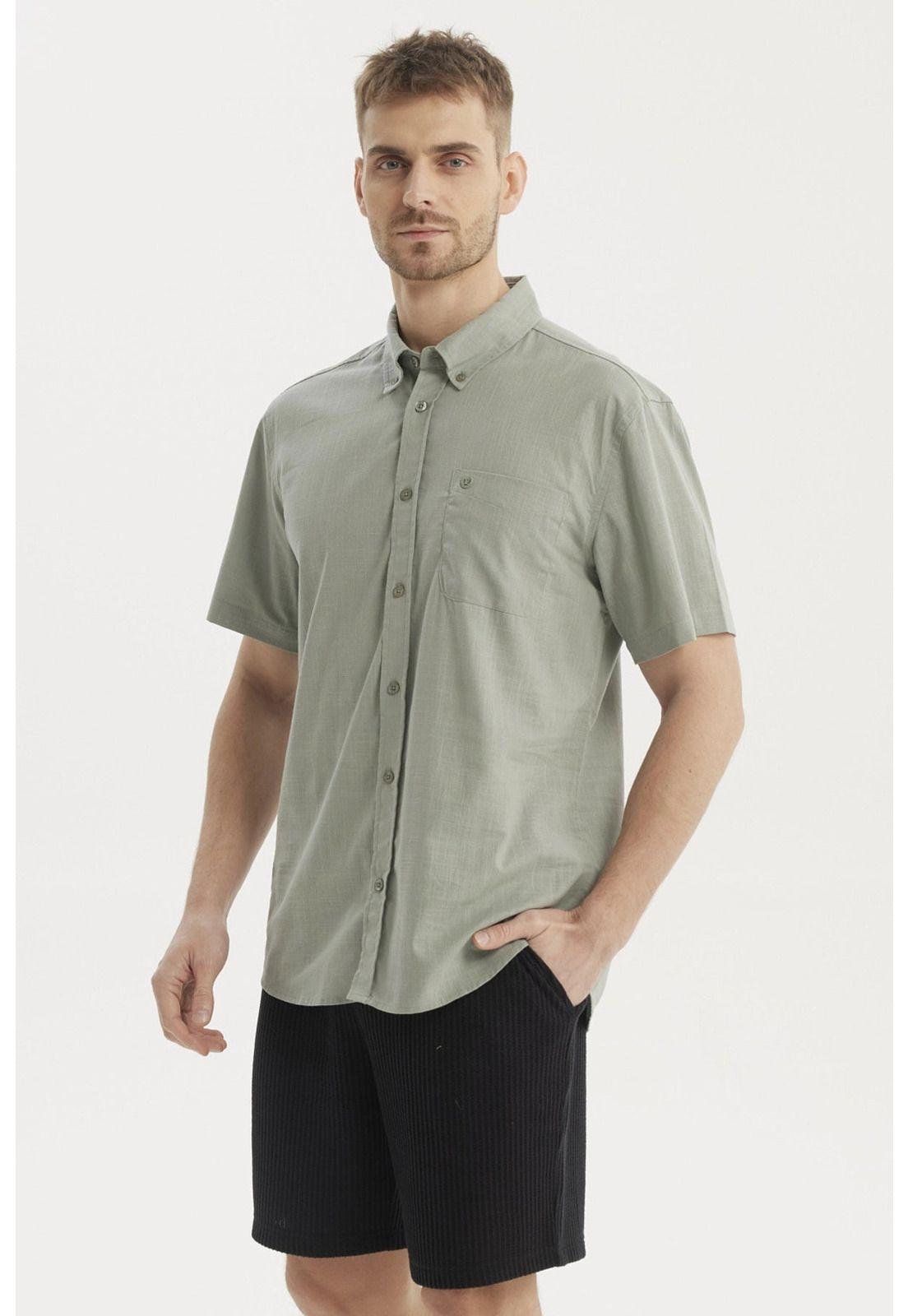 Camisa Hombre Cuello Camisero Verde Claro-1