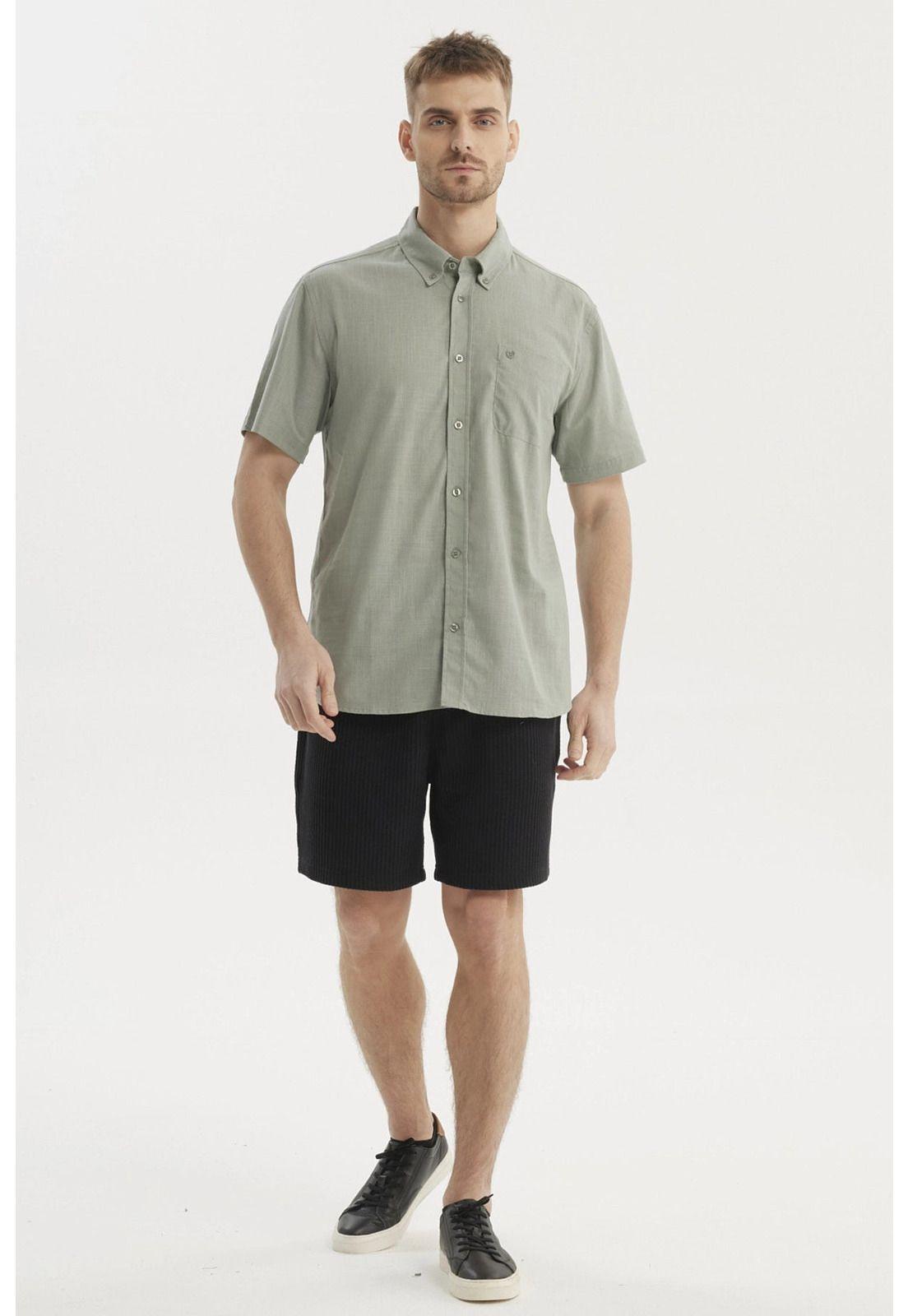 Camisa Hombre Cuello Camisero Verde Claro-3