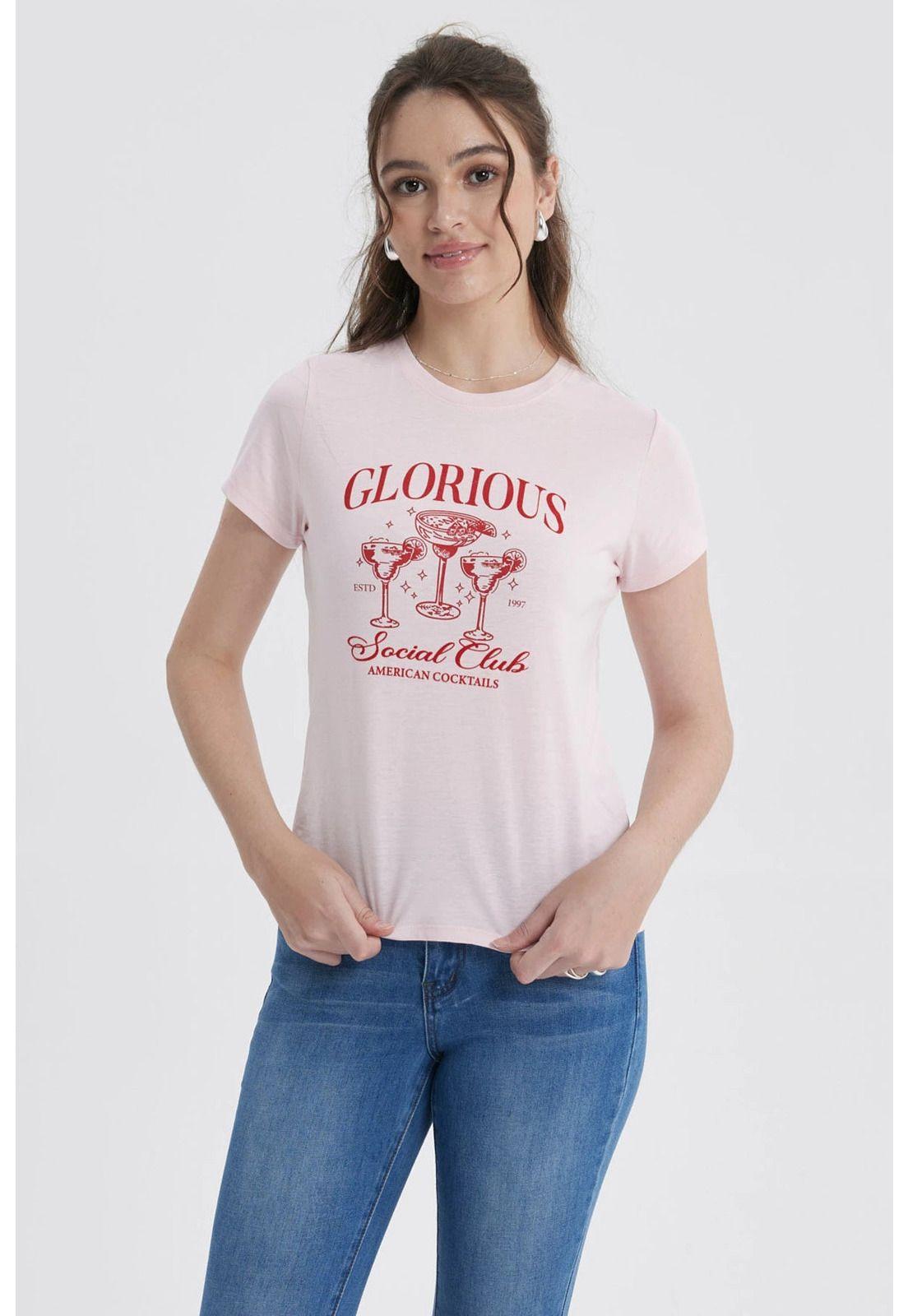 Polera Mujer Básica Print Rosa-0