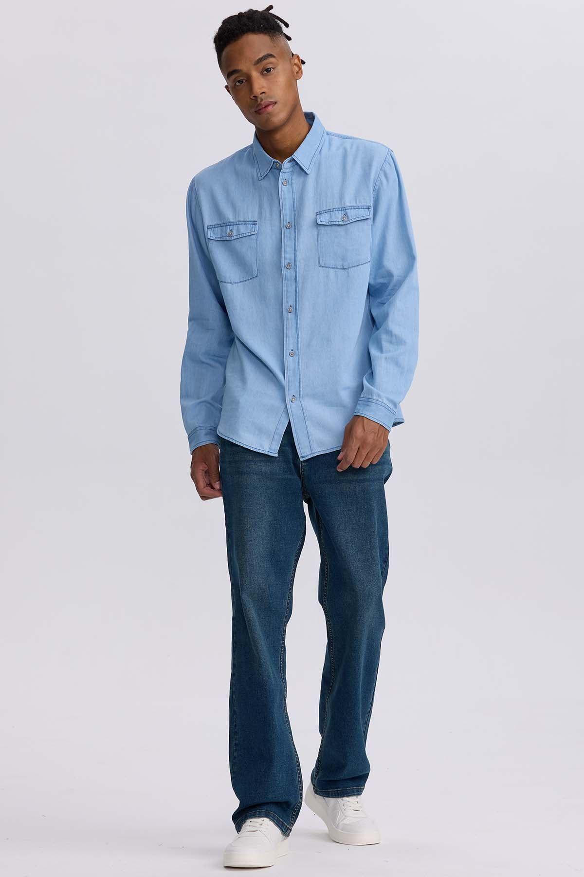 Camisa Hombre Clásica Dallas Azul-3