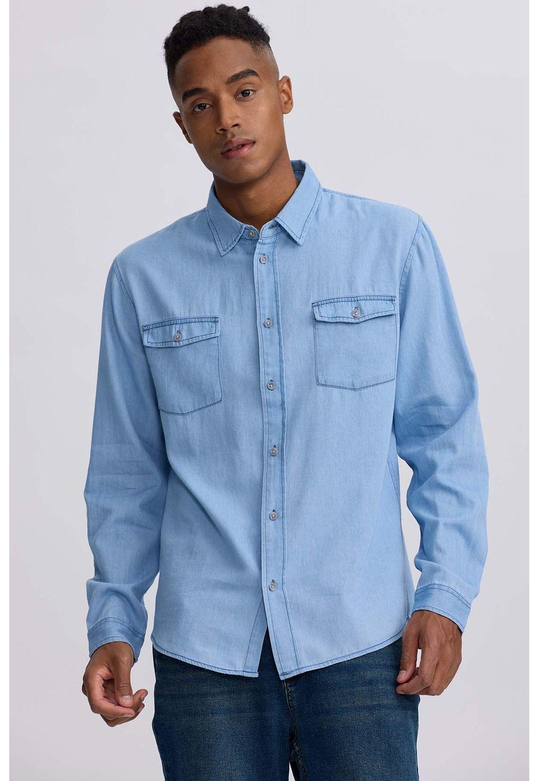 Camisa Hombre Clásica Dallas Azul-0