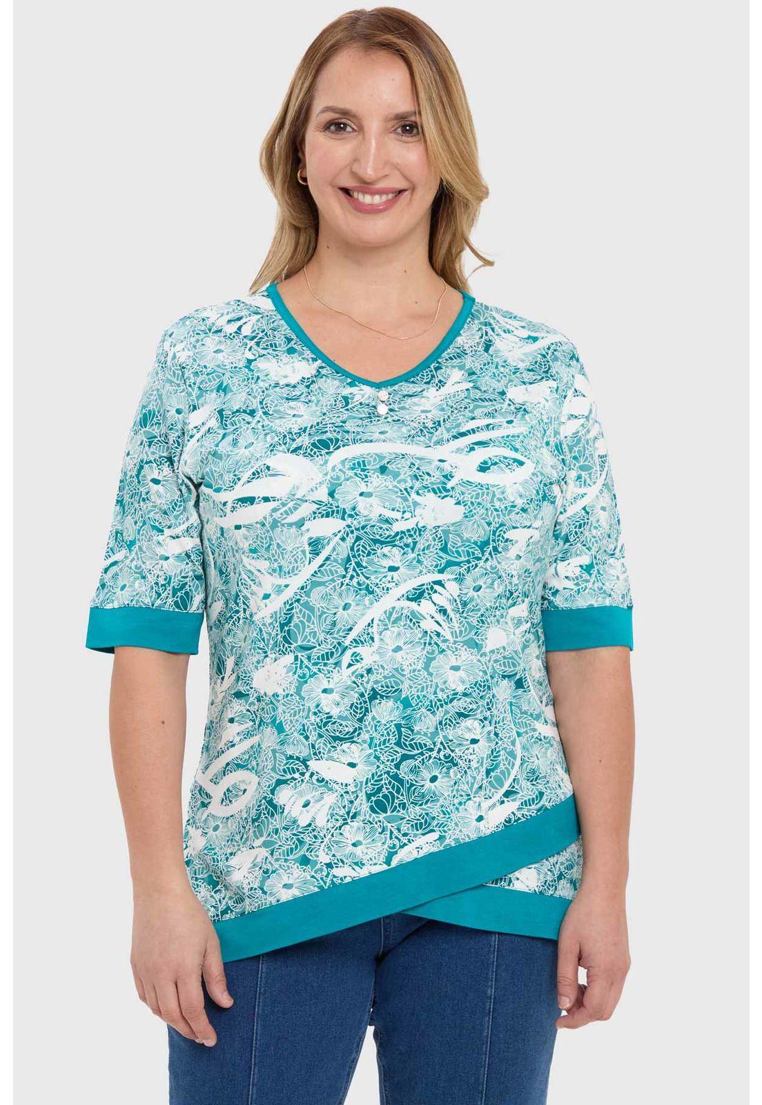 Polera Mujer Estampada Cruce Verde-0