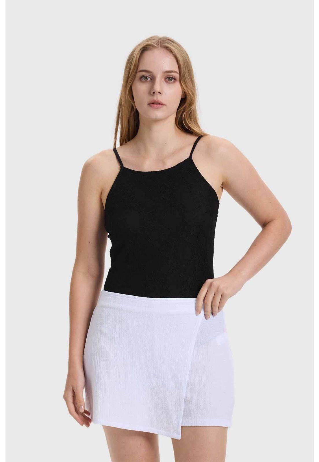 Polera Mujer Encaje Negro - lV-0