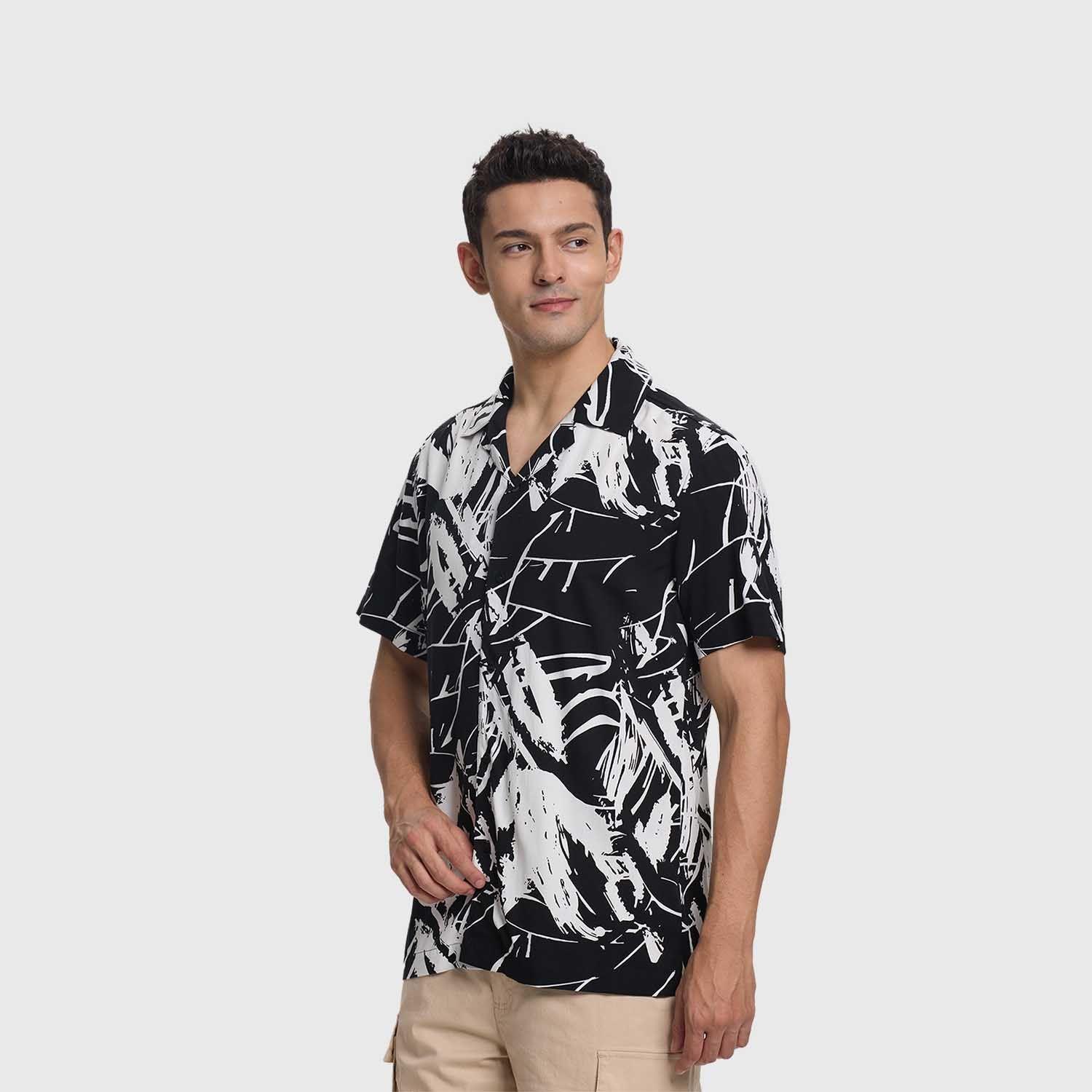 Camisa Hombre Full Print Negro I Fashion's Park-1