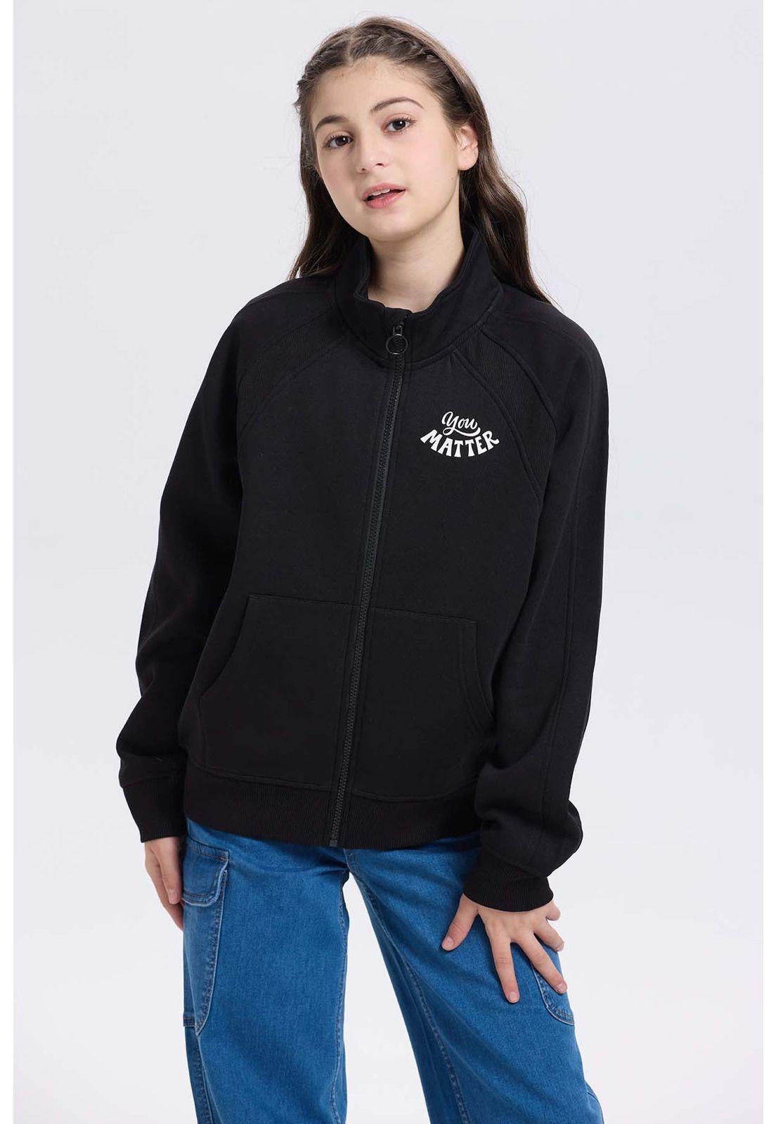 Polerón Niña Medio Cierre Negro-0