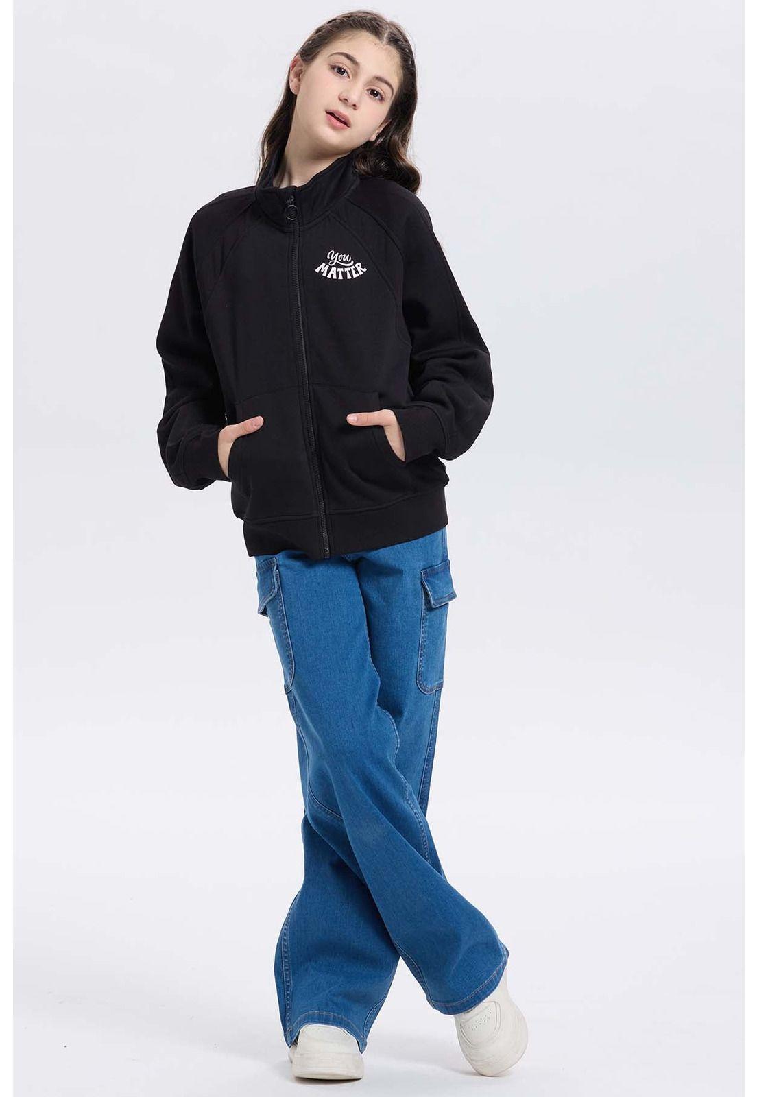 Polerón Niña Medio Cierre Negro-3