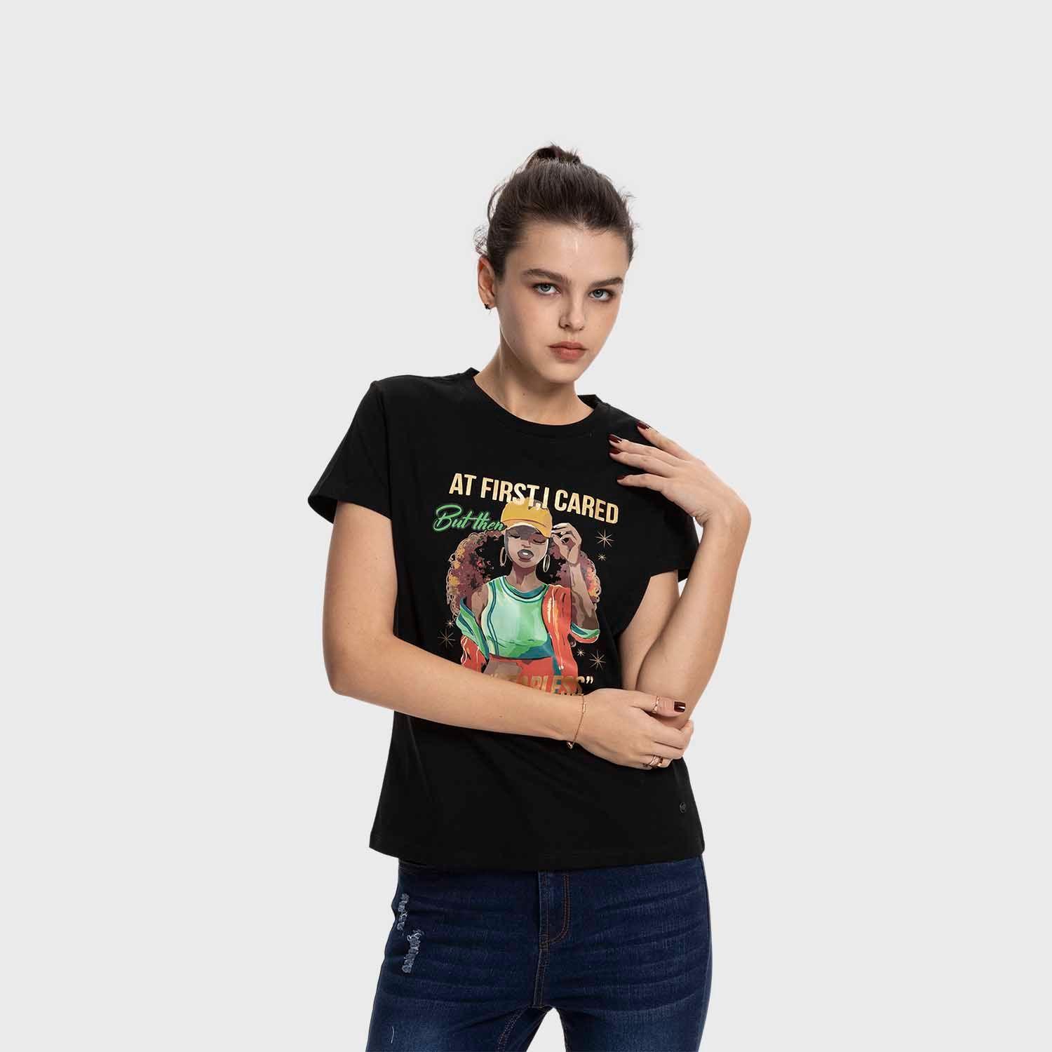 Polera Mujer Básica Print Negro / Verde Fashion's Park-1