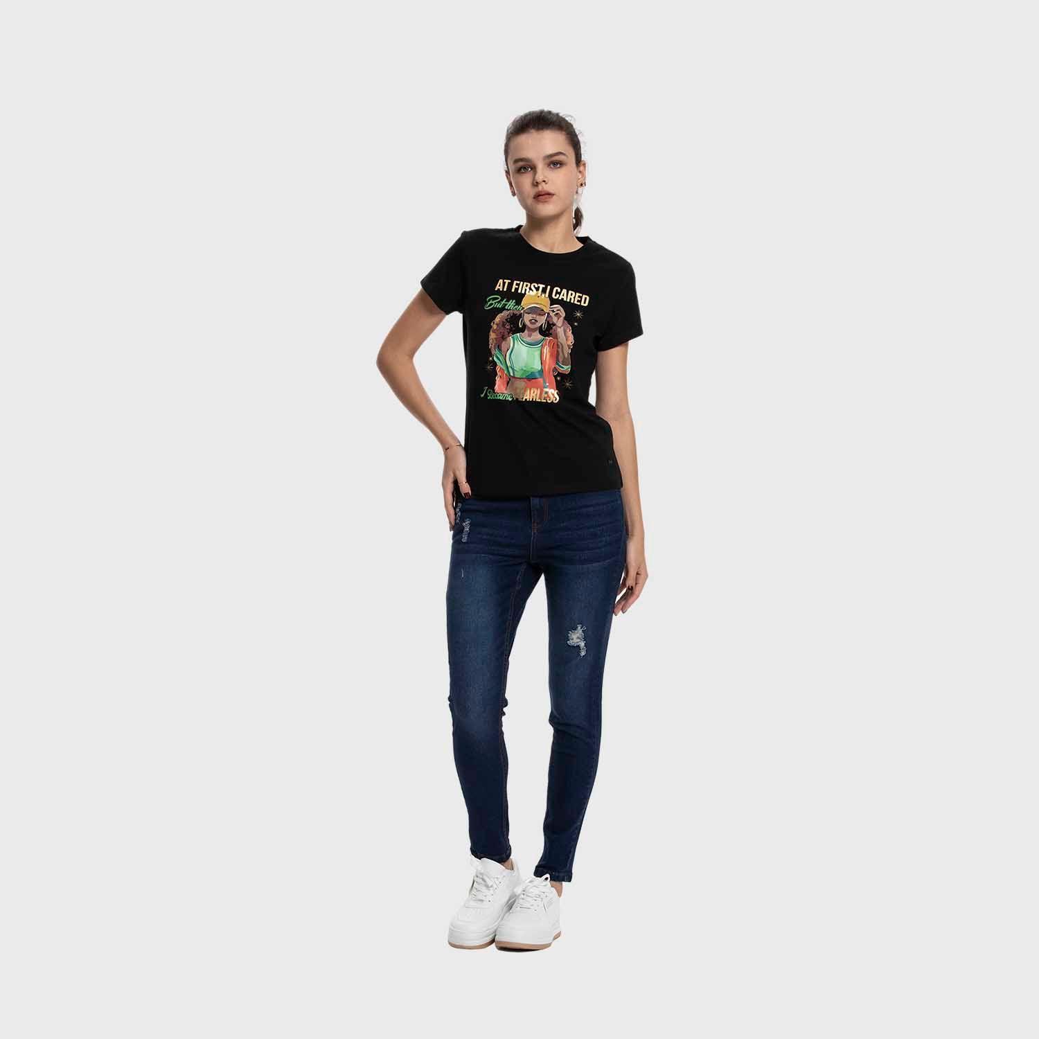 Polera Mujer Básica Print Negro / Verde Fashion's Park-3