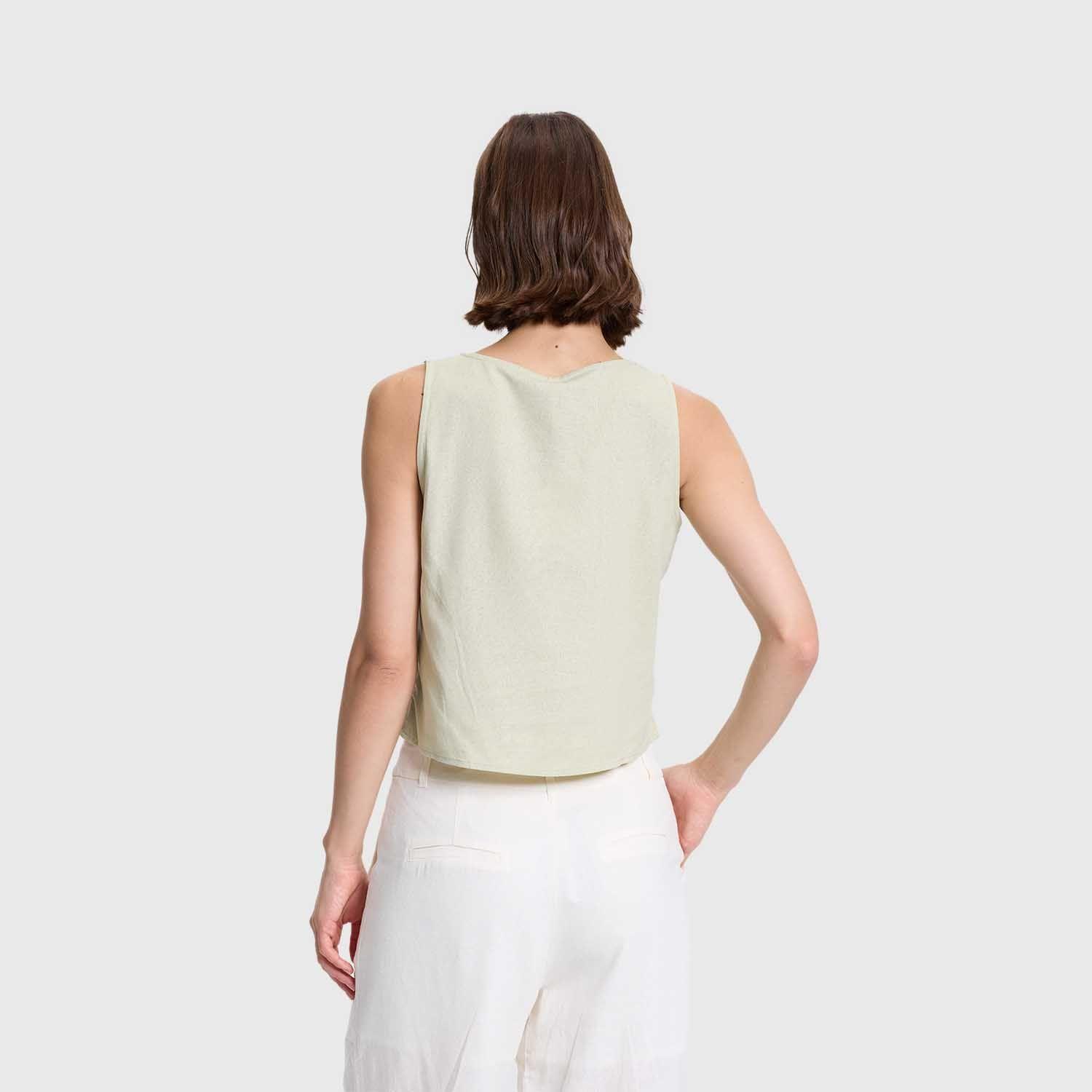 Blusa Mujer Crop Escote Cuadrado Kaki Fashions Park-2