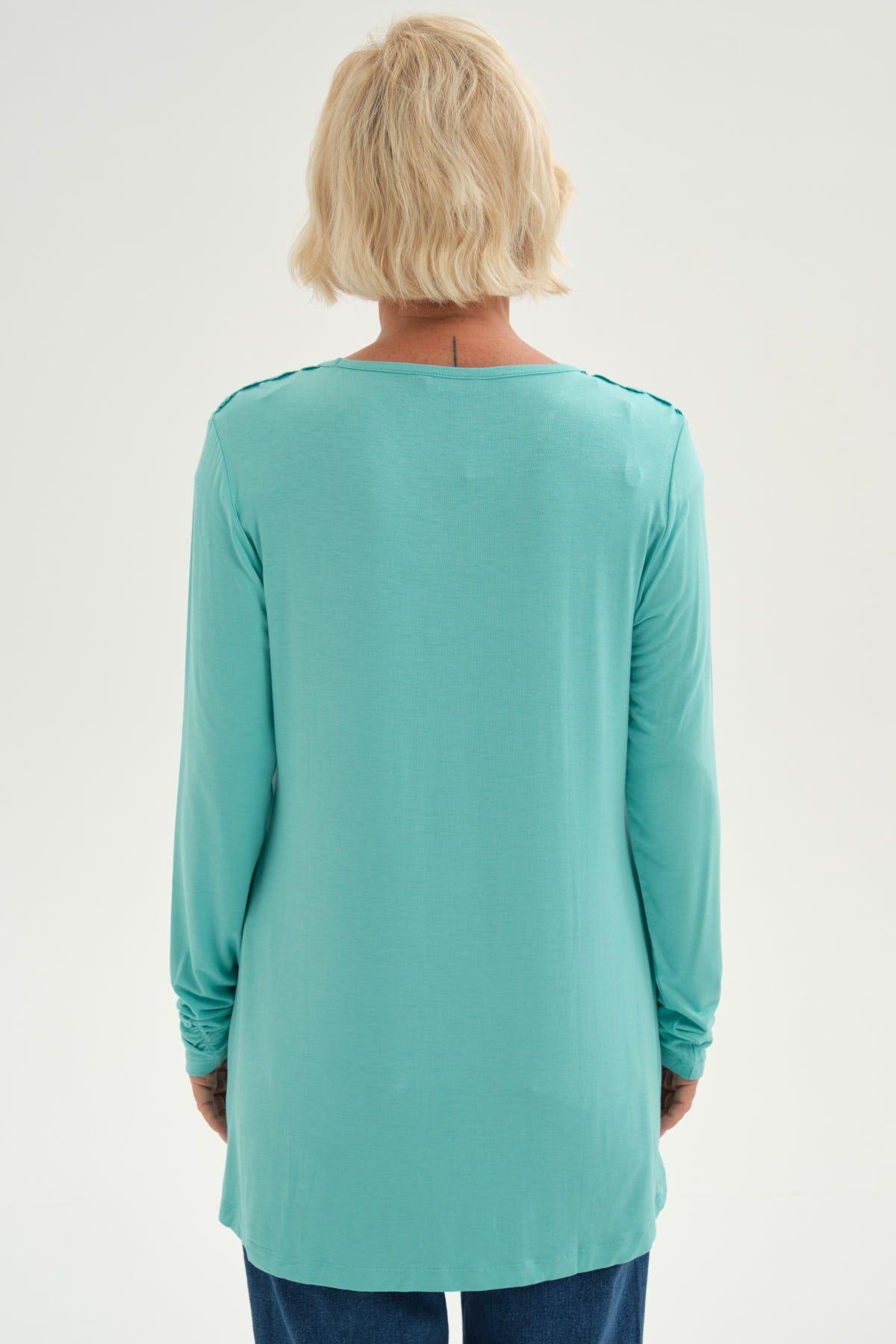 Polera Mujer Con Detalle Macramé Verde Agua-2