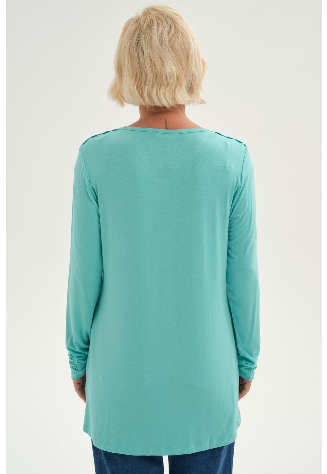 Polera Mujer Con Detalle Macramé Verde Agua-2