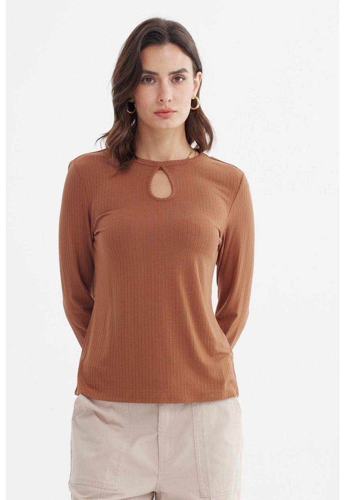 Polera Mujer Ajustado Café - ll-0