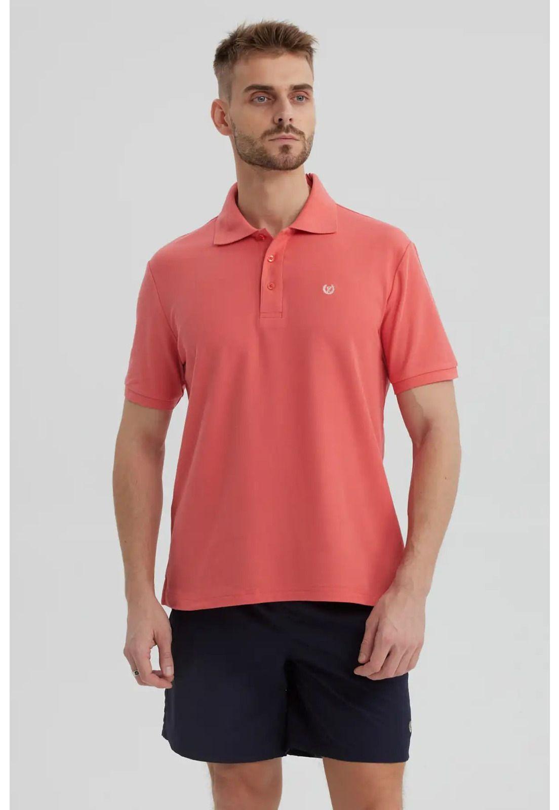 Polera Hombre Piqué Básica Lisa Sandía-0