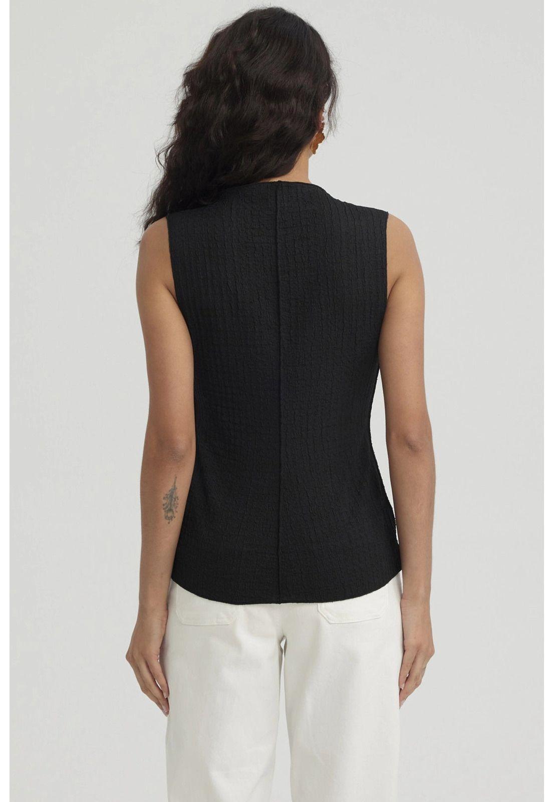 Polera Mujer Texturizada Negro-6