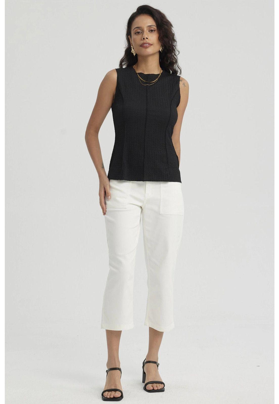 Polera Mujer Texturizada Negro-7