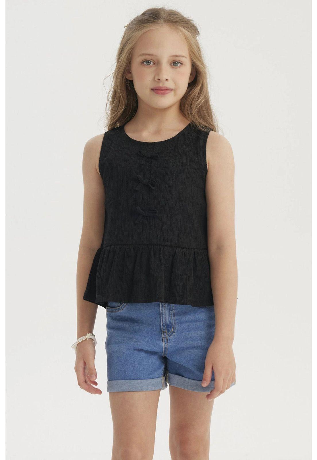 Polera Niña Con Cintas Negro-0