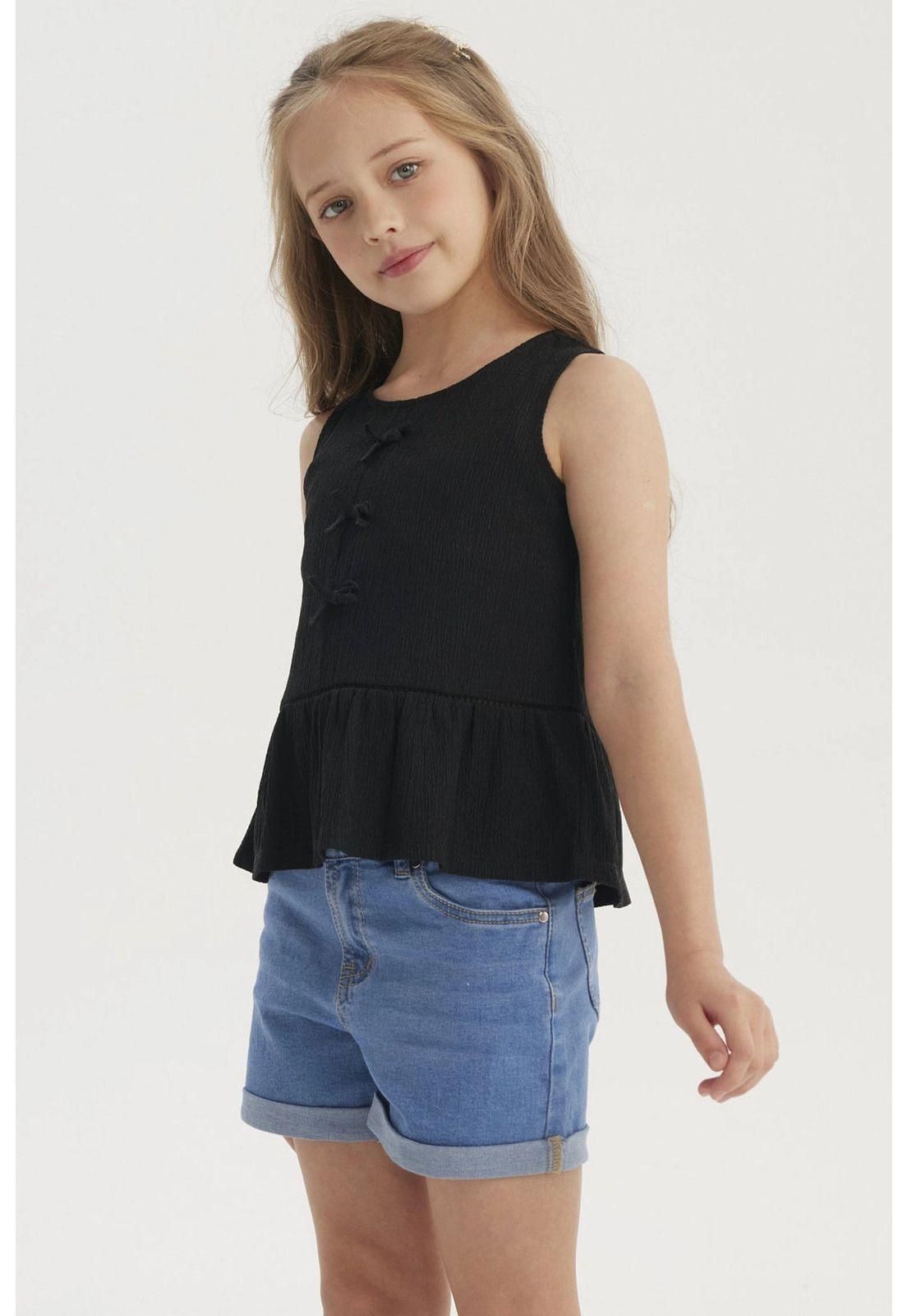Polera Niña Con Cintas Negro-1