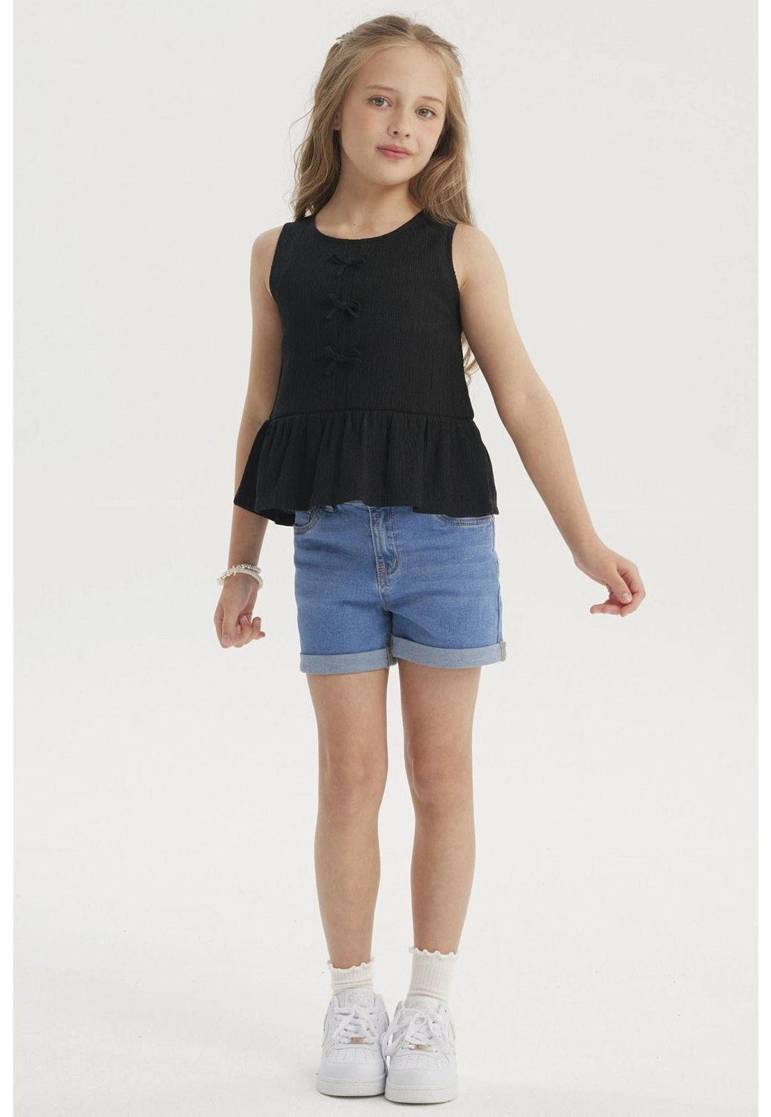 Polera Niña Con Cintas Negro-3